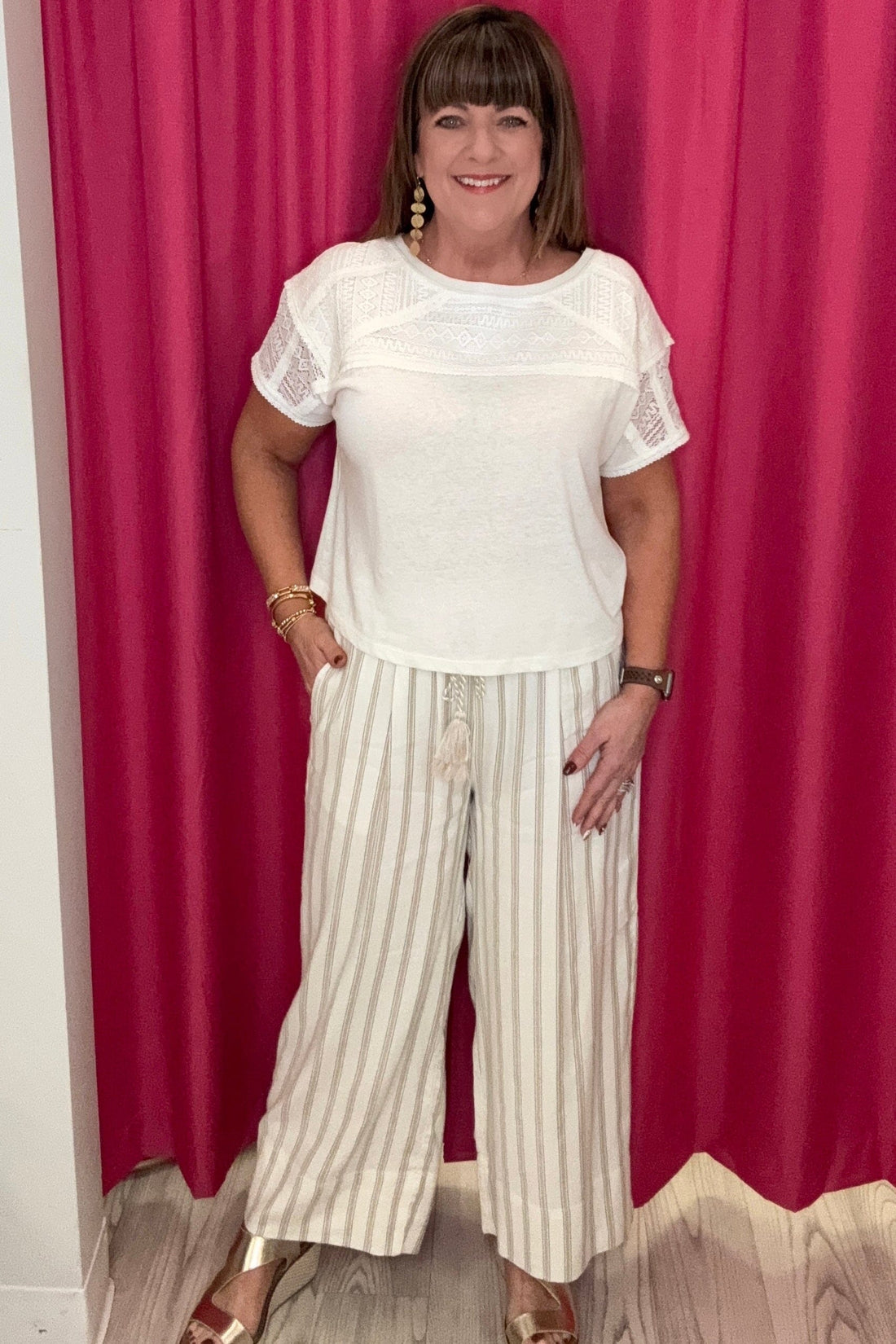 Short Sleeve Dolman Boat Neck Knit Top w/Lace MISSY TOP SPECIAL LIVERPOOL