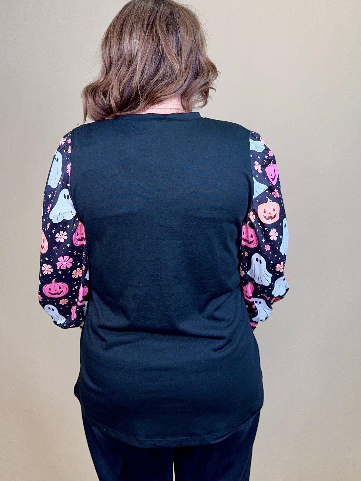 Halloween Printed Sleeve Top JRTOP CASUAL TOP:~~Unassigned~~ YOURFASHIONWHOL