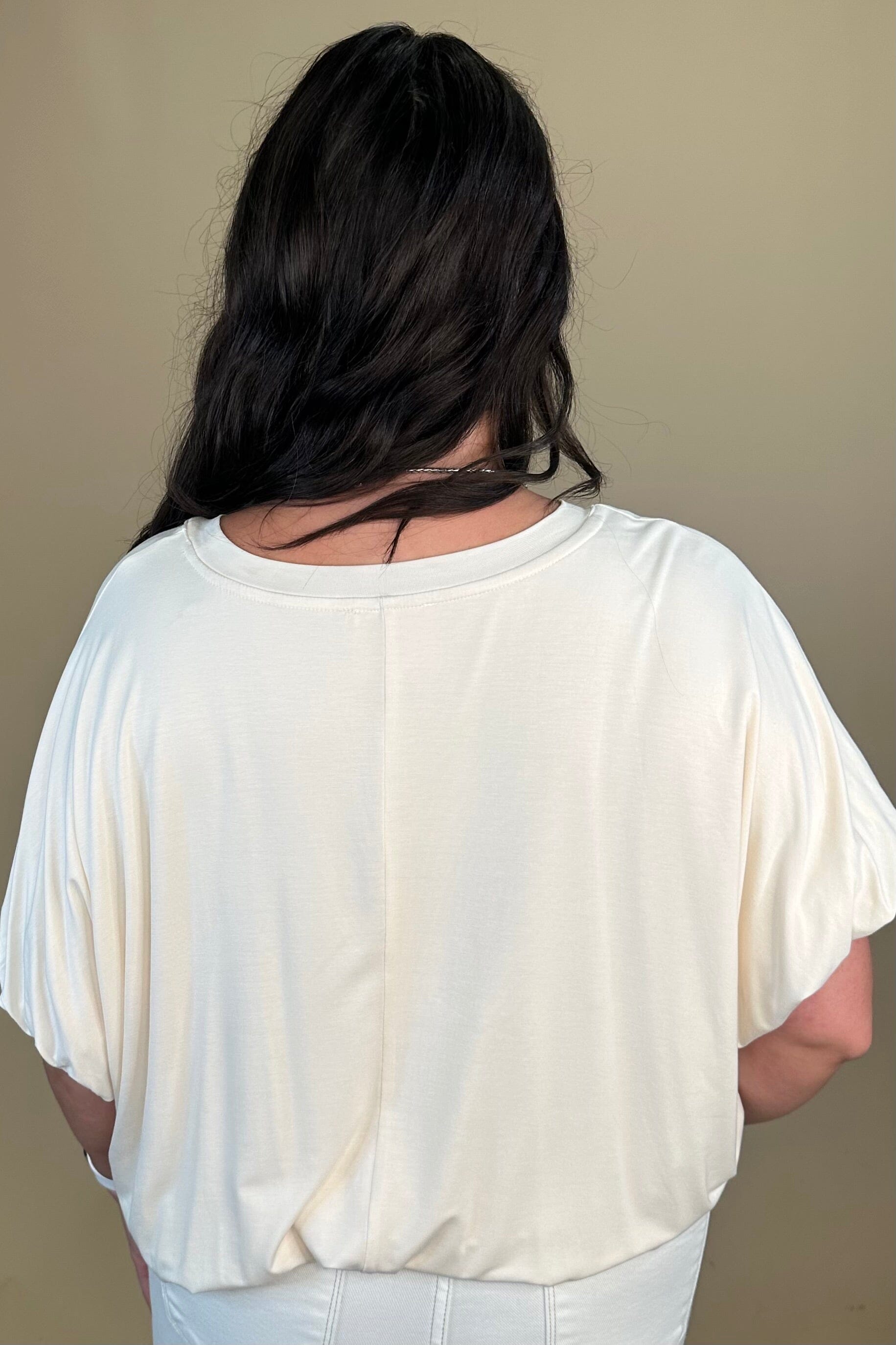 Double Lined Bamboo Fabric Bubble Knit Top - Ivory JRTOP CASUAL TOP:~~Unassigned~~ UMGEE