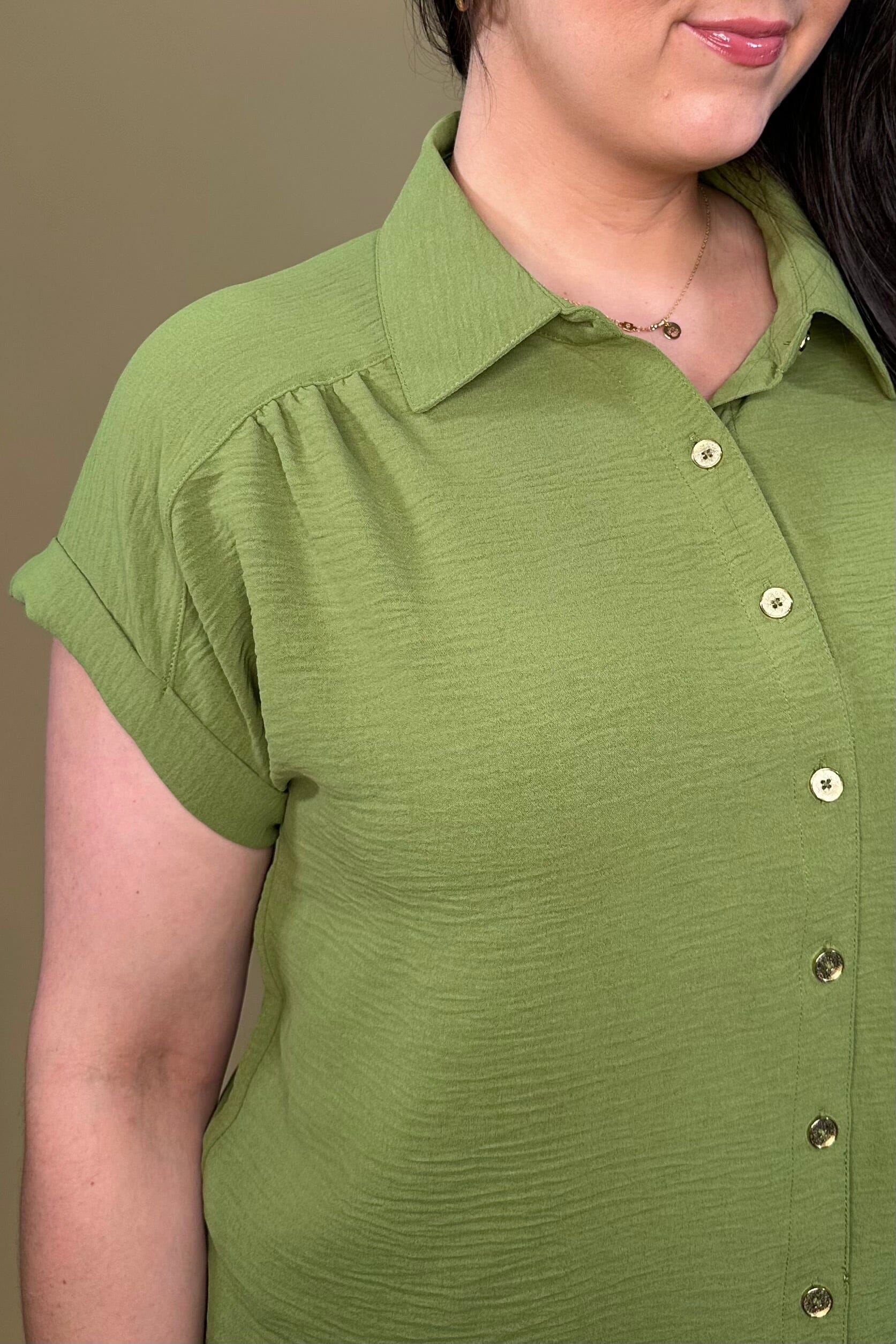 Short Sleeve Textured Button Down w/Collar MISSY TOP SPECIAL ZAC & RACHEL
