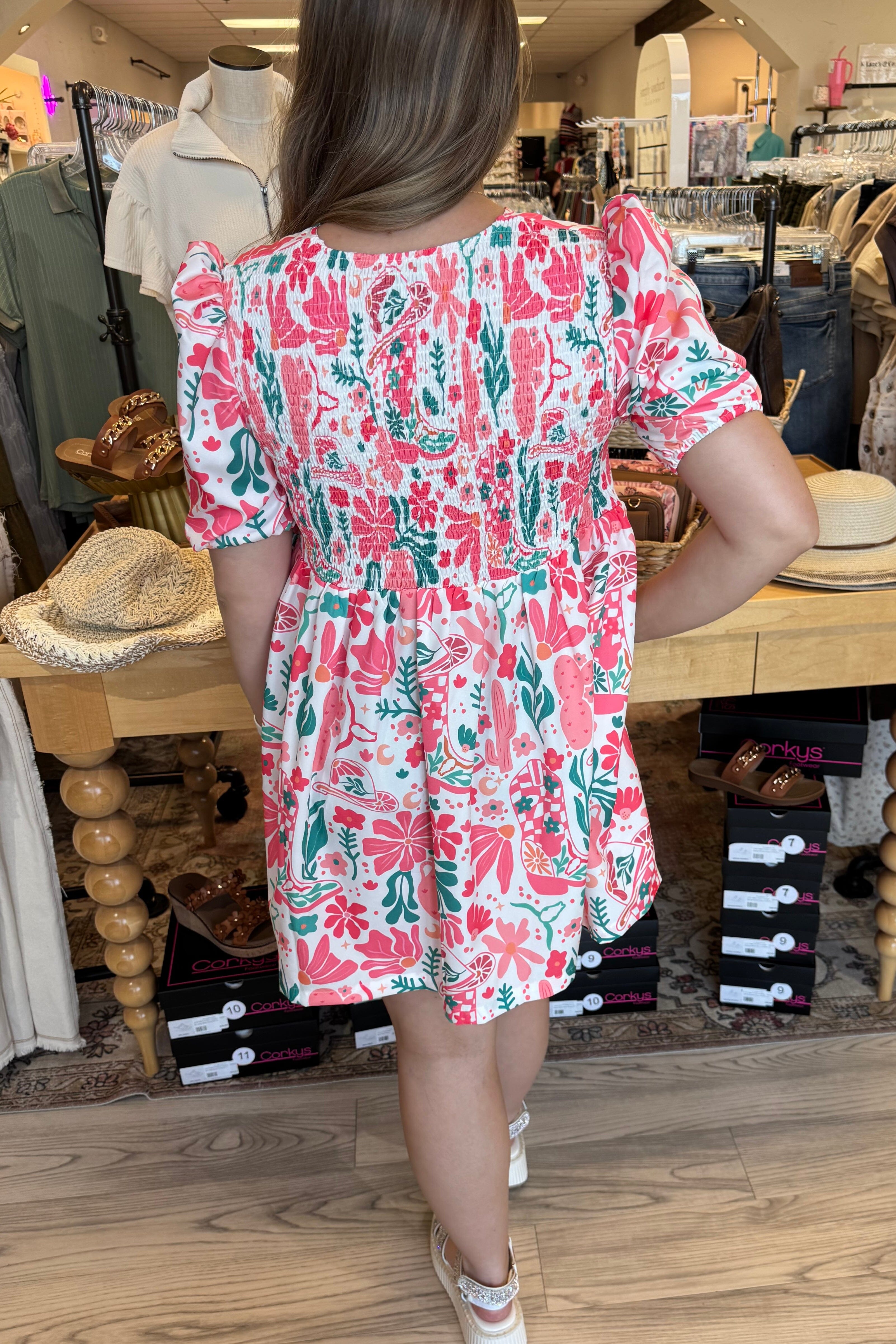 Pink Boot Boho Front Tie Dress DRESS TURQUOISE HAVEN