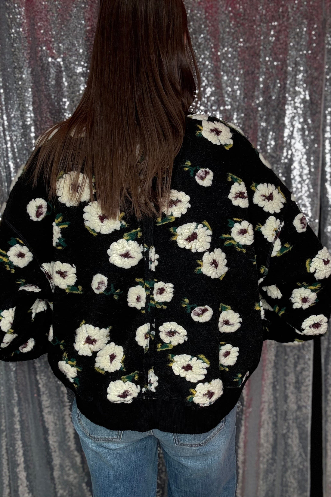 Long Sleeve Sweater w/3D Flowers JRTOP CASUAL TOP EASEL