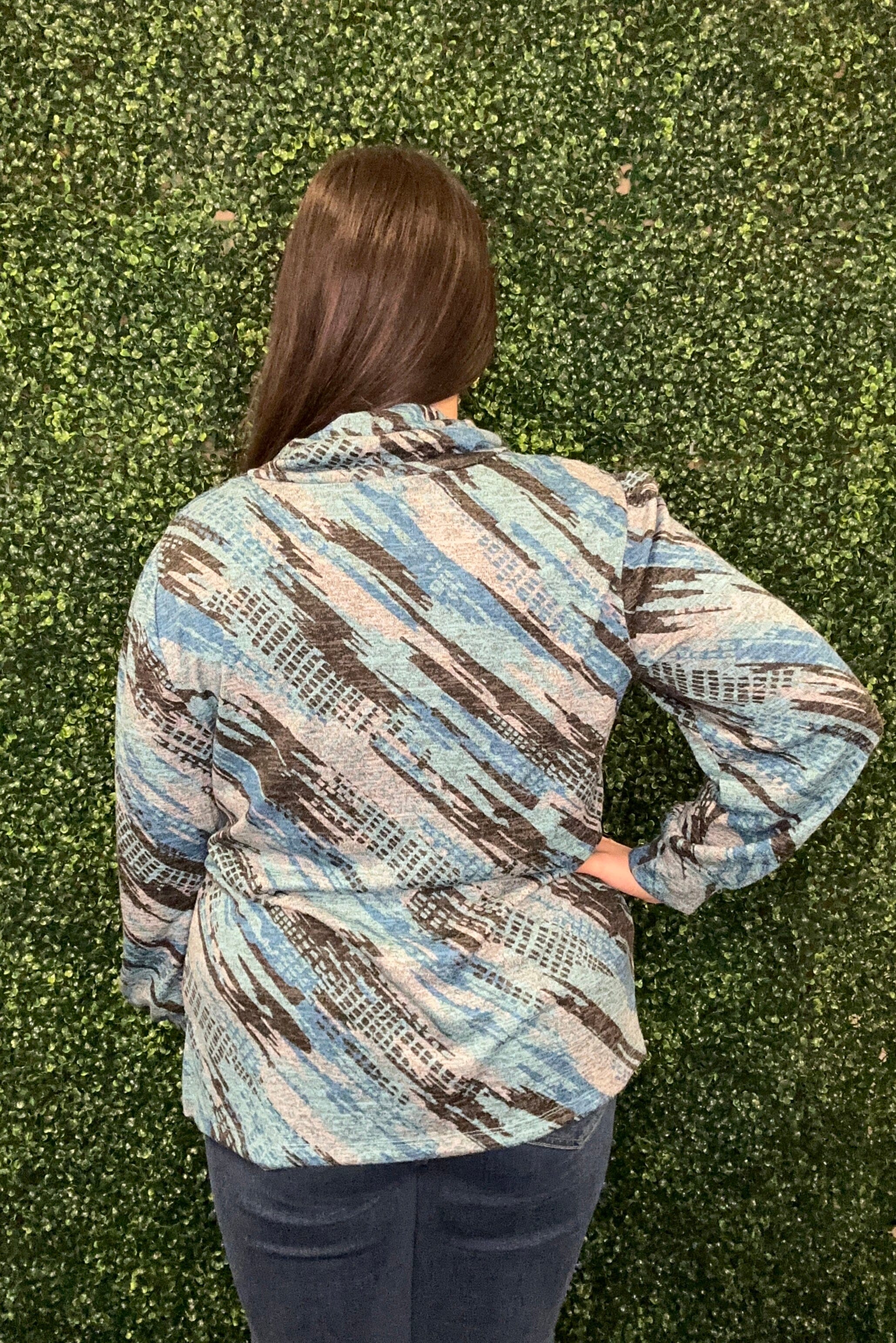 Long Sleeve Cowl Neck Printed Top MISSY TOP SPECIAL SOUTHERN LADY