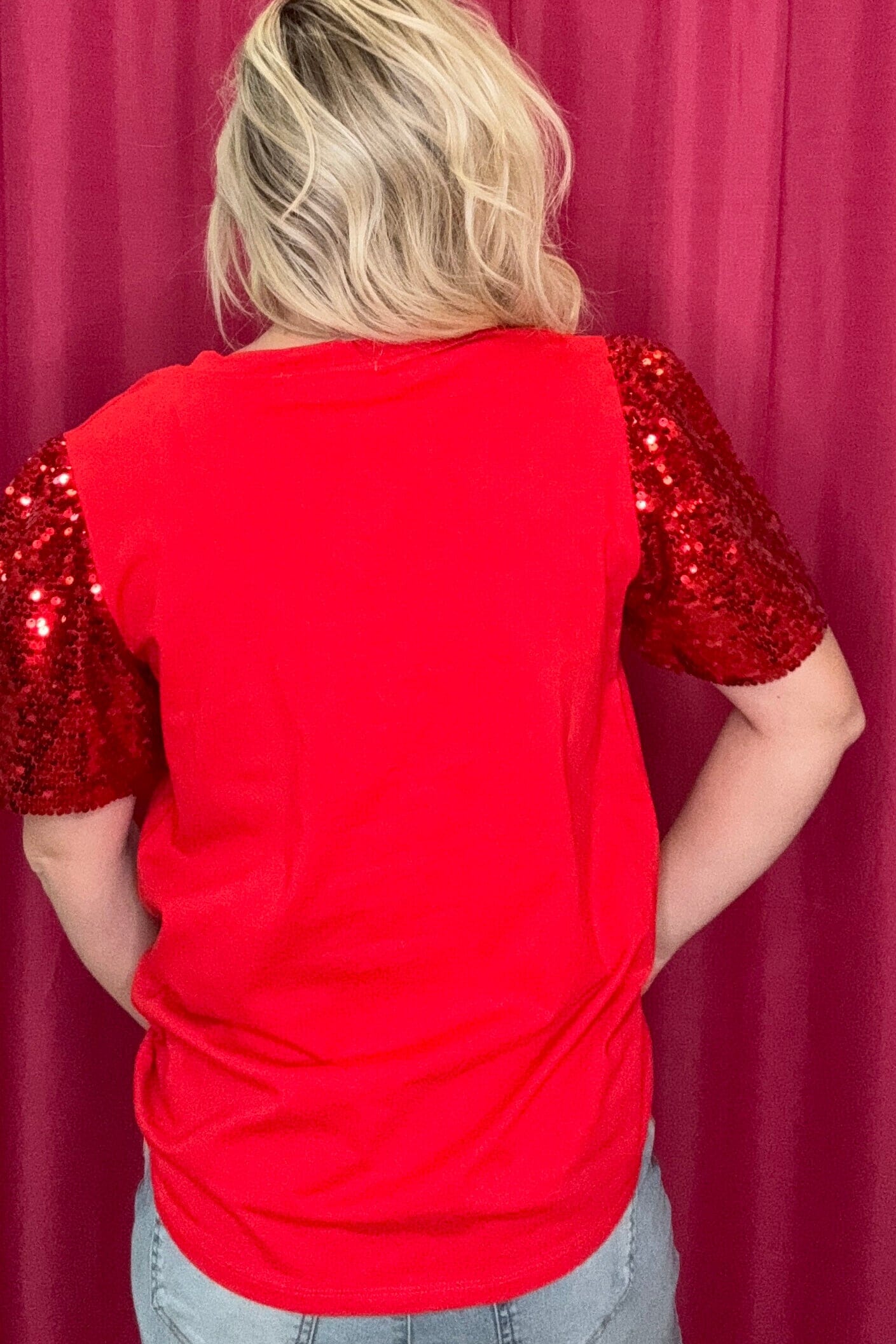 Festive Forest Top w/Sequin Sleeves JRTOP CASUAL TOP SOUTHERN GRACE