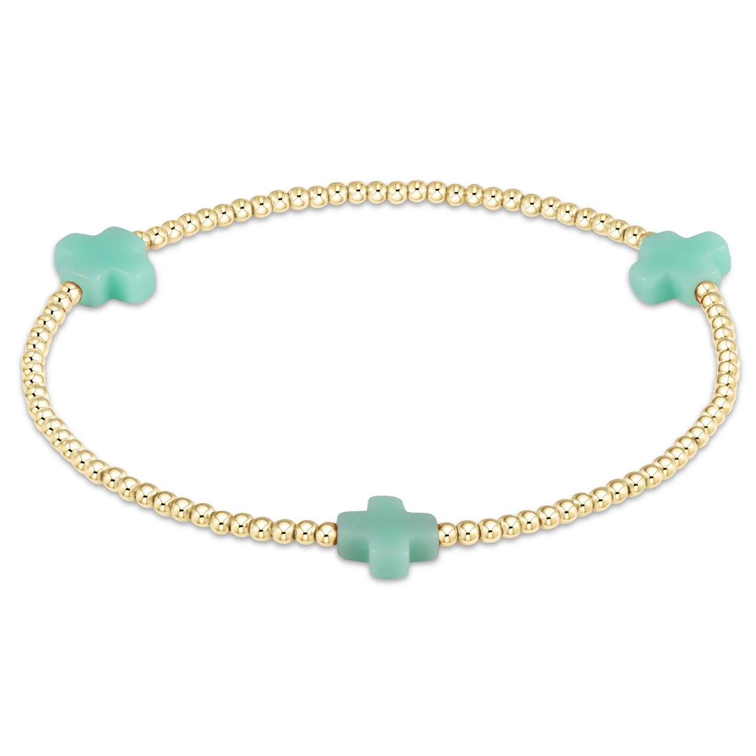 Enewton Signature Cross Gold Pattern 2mm Bead Bracelet- Mint JEWELRY ENEWTON