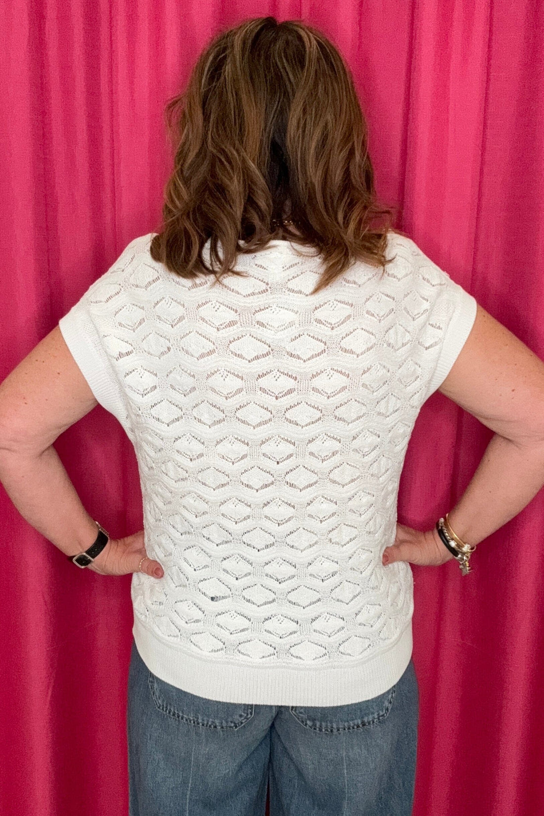 Sleeveless Lace Up Sweater w/Beads MISSY TOP SPECIAL TRIBAL