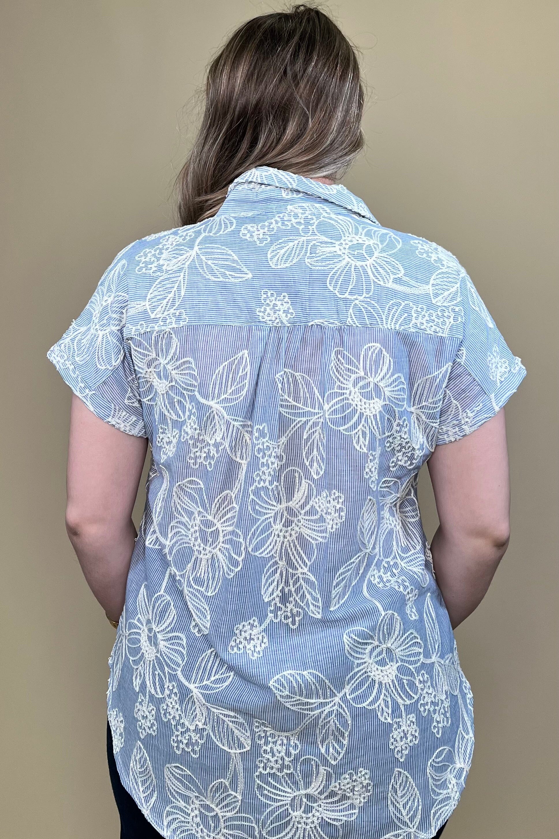 Short Sleeve Collared Button Down w/Stitching MISSY TOP SPECIAL CREATION