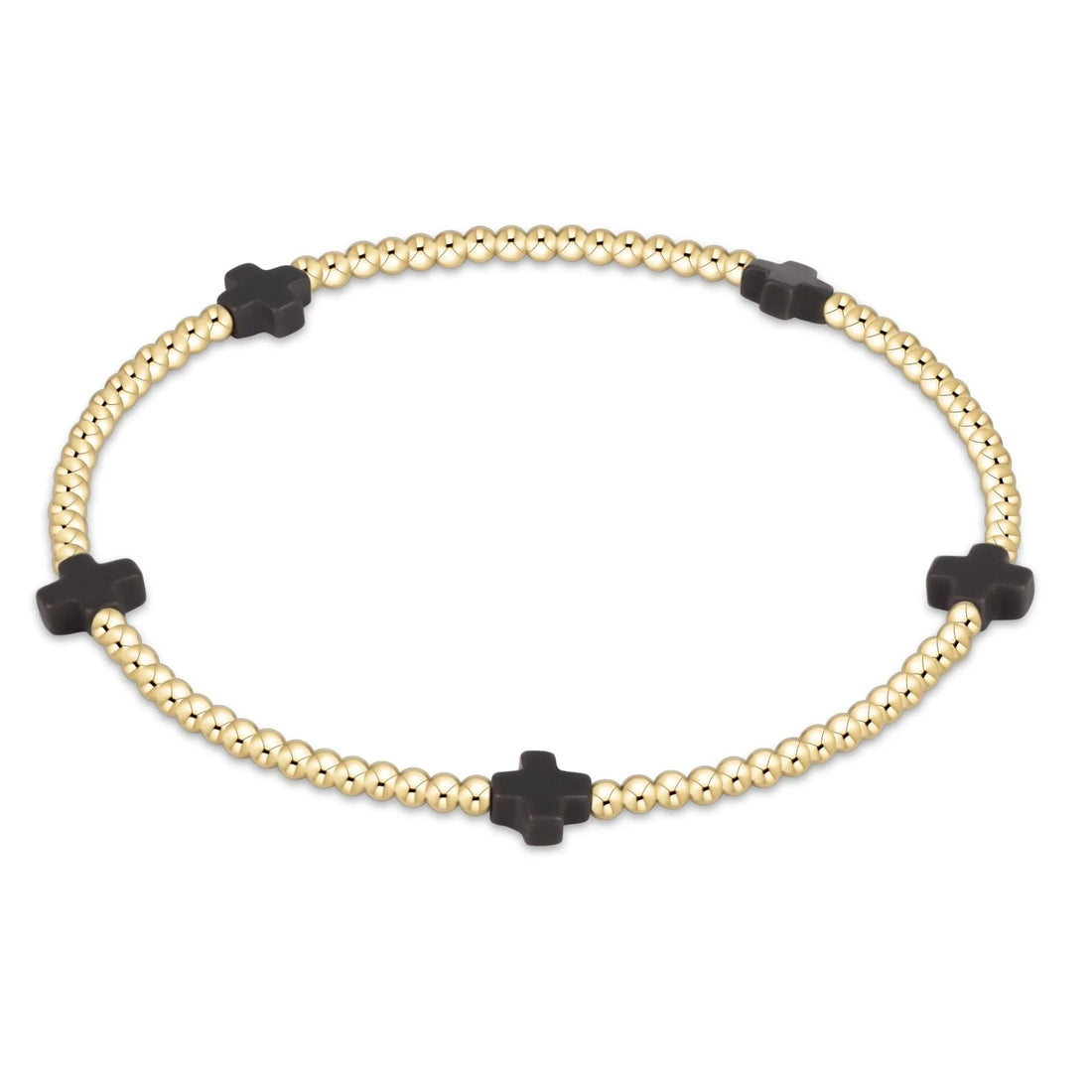 Enewton Signature Cross Small Gold Pattern 2mm Bead Bracelet- Charcoal JEWELRY ENEWTON