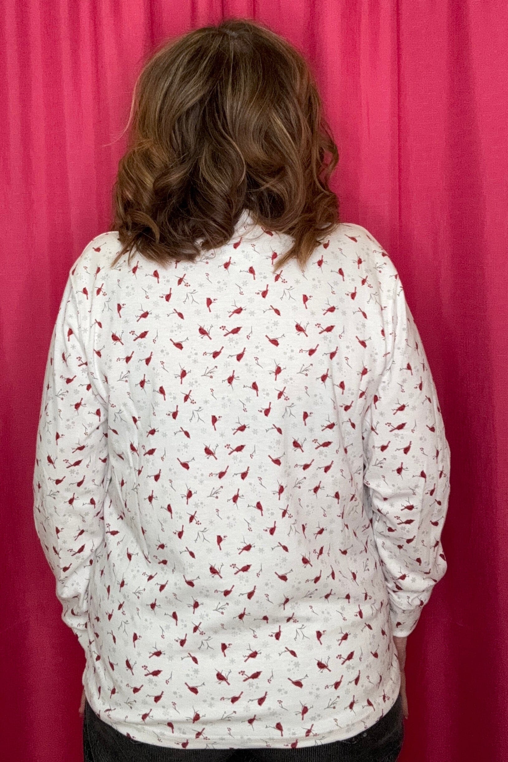 Long Sleeve Mock Neck w/Cardinals MISSY TOP SPECIAL SOUTHERN LADY
