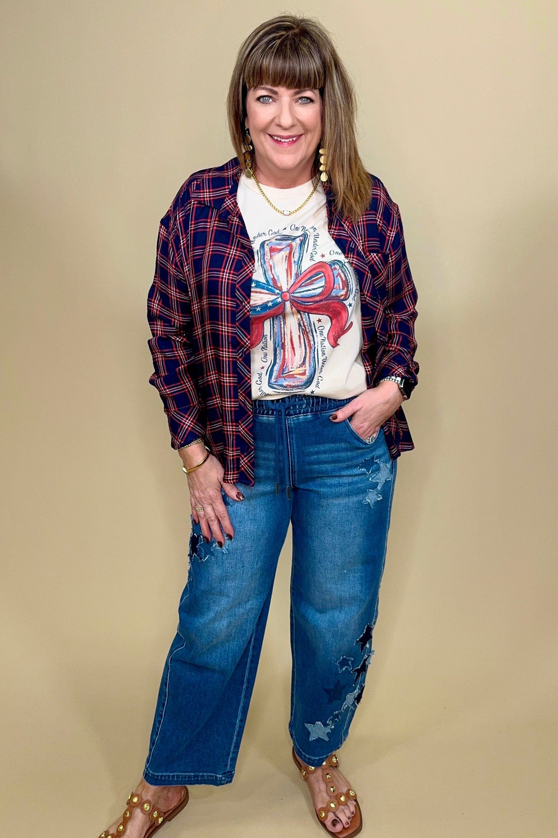 Long Sleeve Plaid Button Down MISSY TOP SPECIAL ZAC & RACHEL