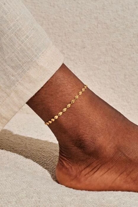 Sparkle Chain Gold-Tone Plated Anklet JEWELRY A LITTLES & CO