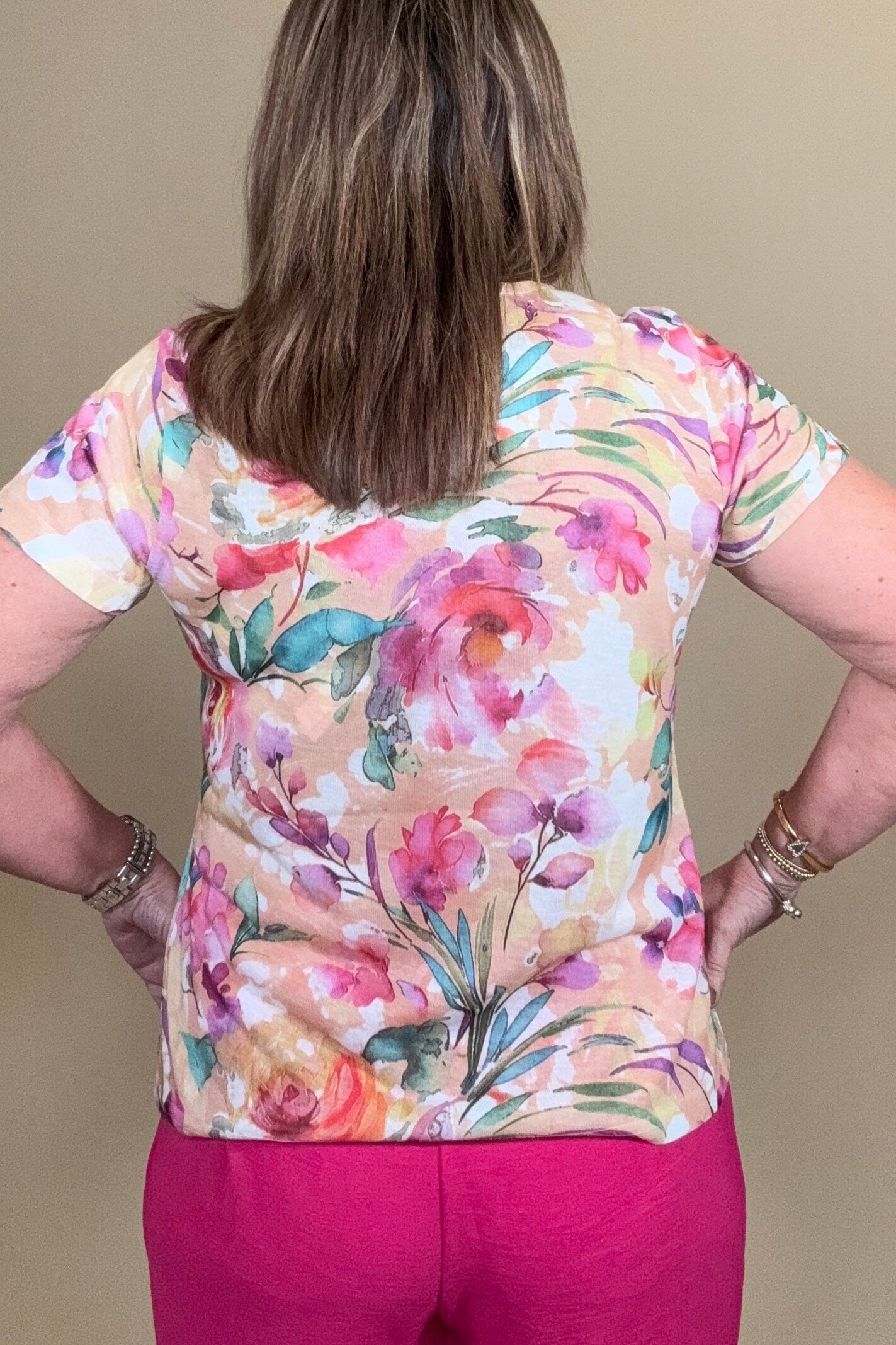 Short Sleeve Printed Top w/Neck Detail MISSY TOP SPECIAL KEREN HART