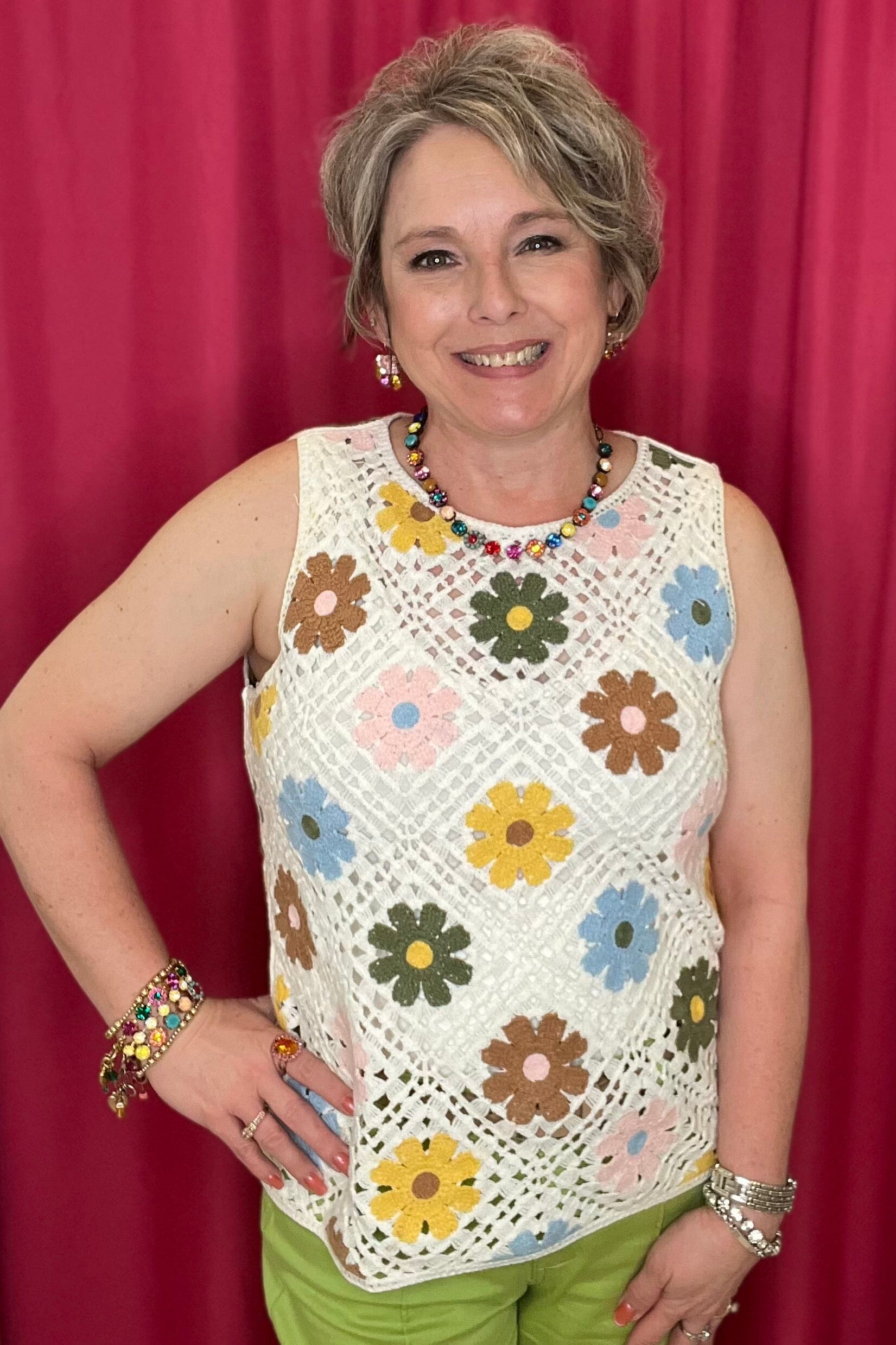 Sleeveless Crochet Flower Top MISSY TOP SPECIAL CHARLIEB