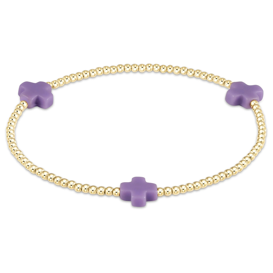 Enewton Signature Cross Gold Pattern 2mm Bead Bracelet- Purple JEWELRY ENEWTON