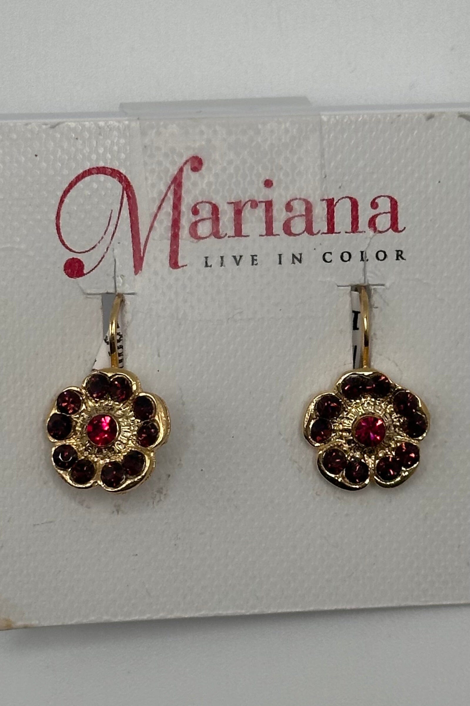 Large Cosmos Post Earrings in "Cranberry Crush" - Yellow Gold BETTERBRANDJEWELRY MICHALSMARIANA