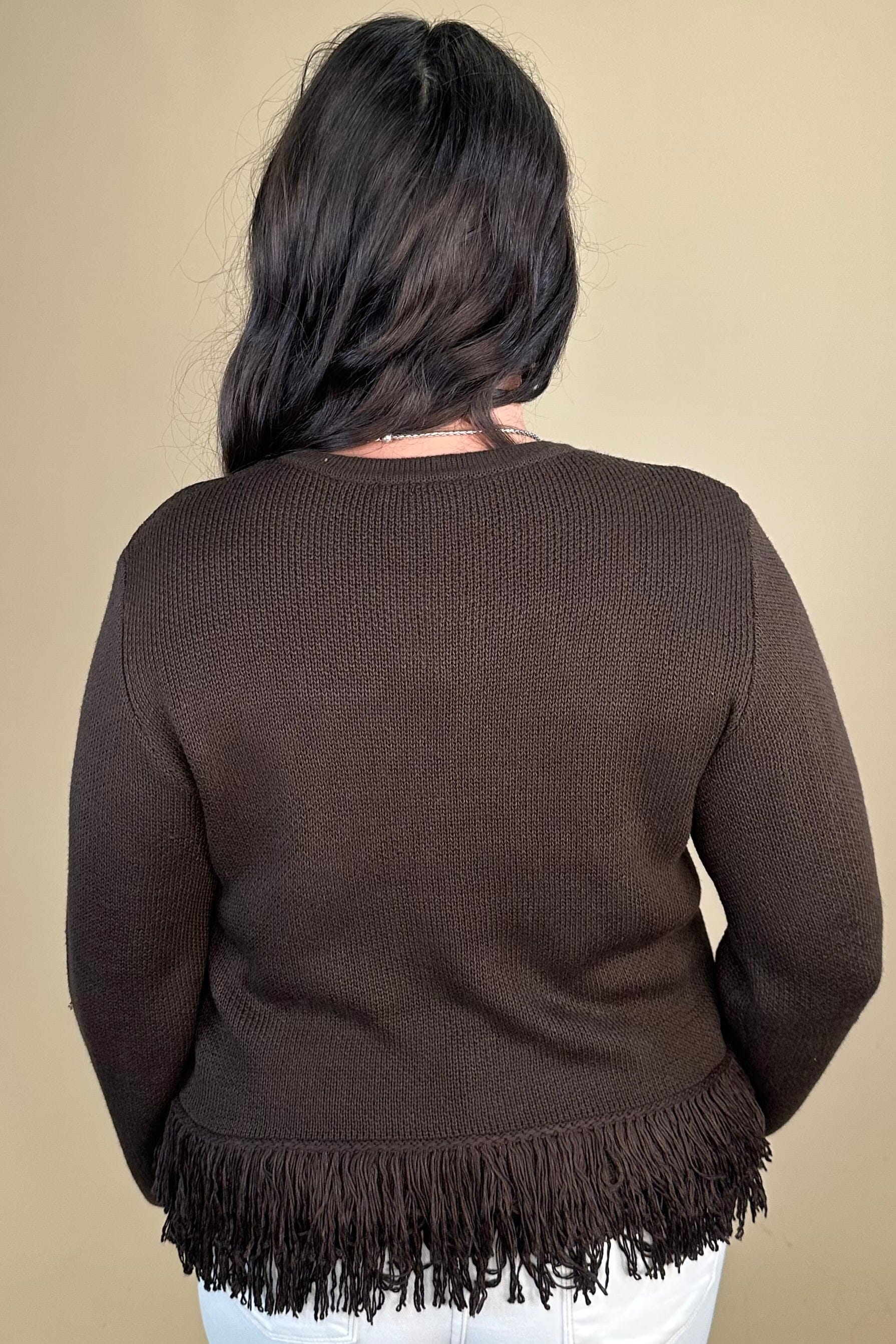 Crew Neck Sweater w/ Fringe Hem MISSY TOP SPECIAL CHARLIEB