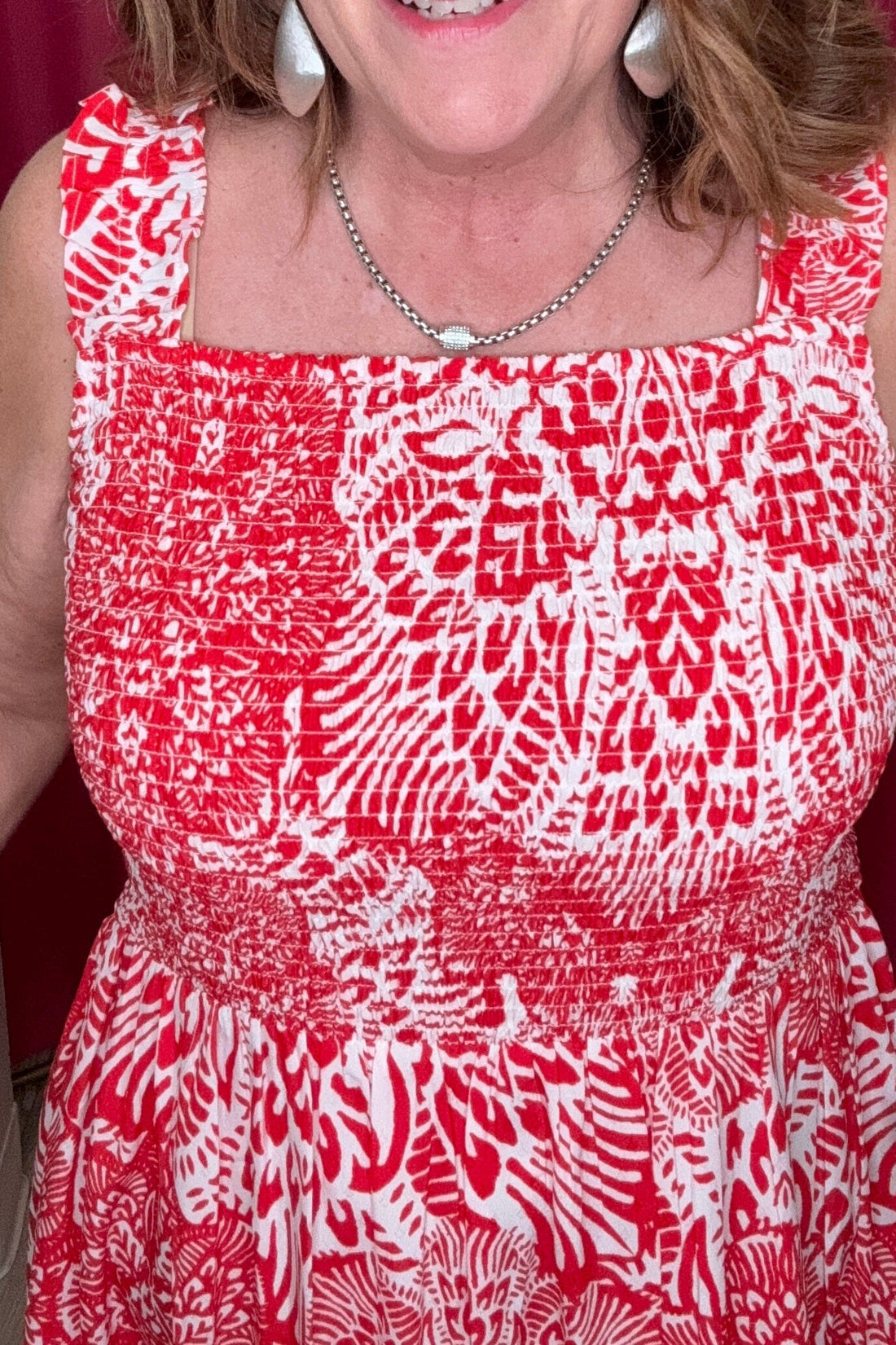 Printed Dress Shirring Detail DRESS CHARLIEB