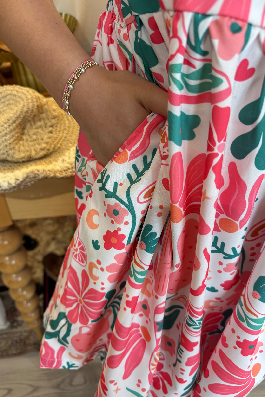 Pink Boot Boho Front Tie Dress DRESS TURQUOISE HAVEN