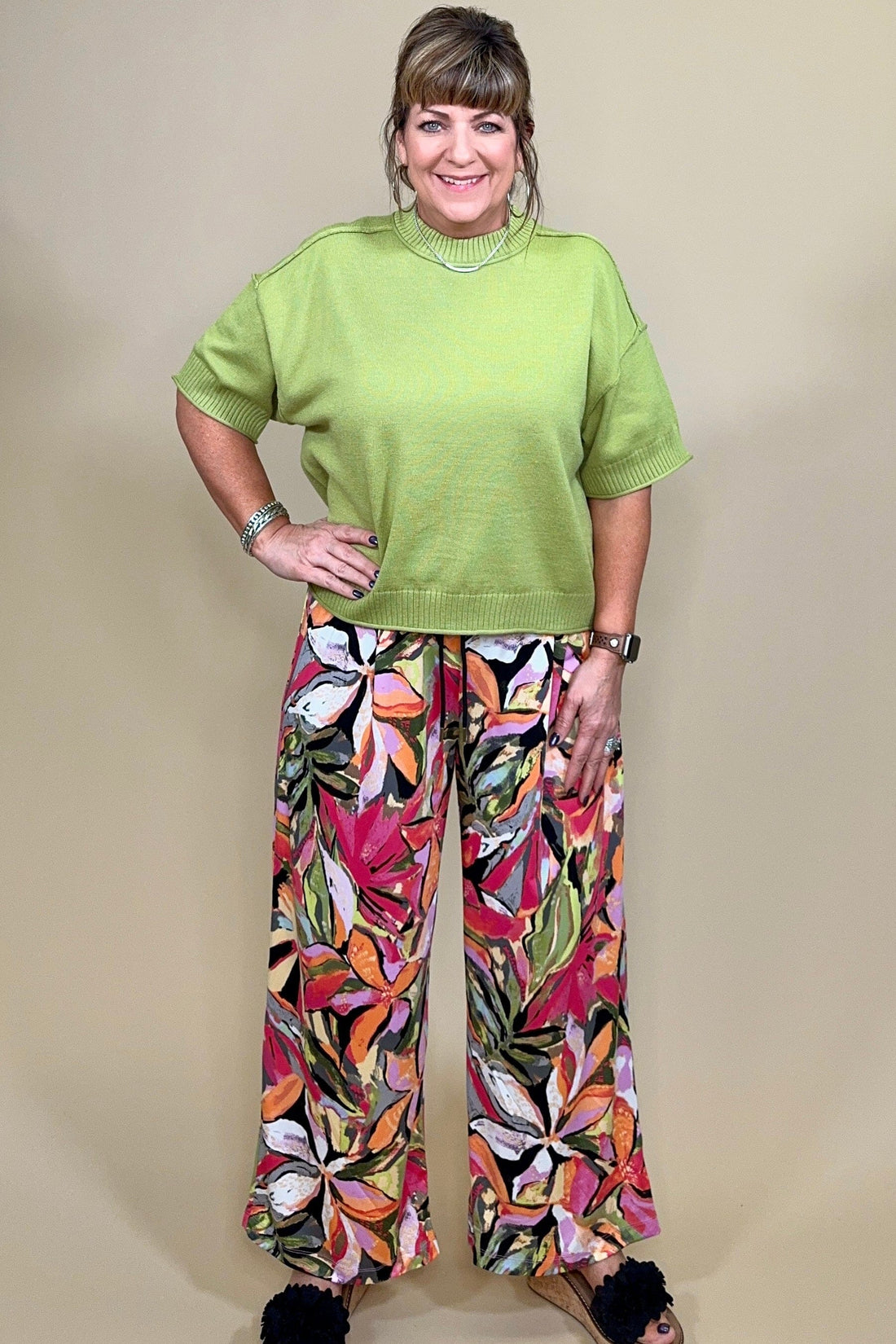 Wild Printed Floral w/Drawstring BOTTOMS ZAC & RACHEL