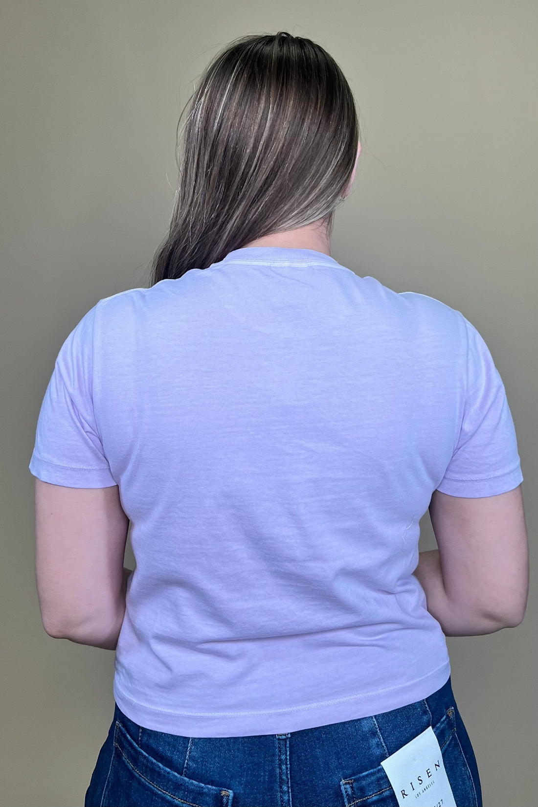 Lilac Wildflower Match Co. Cropped Tee MISSY BASIC KNIT SUGAR STITCH