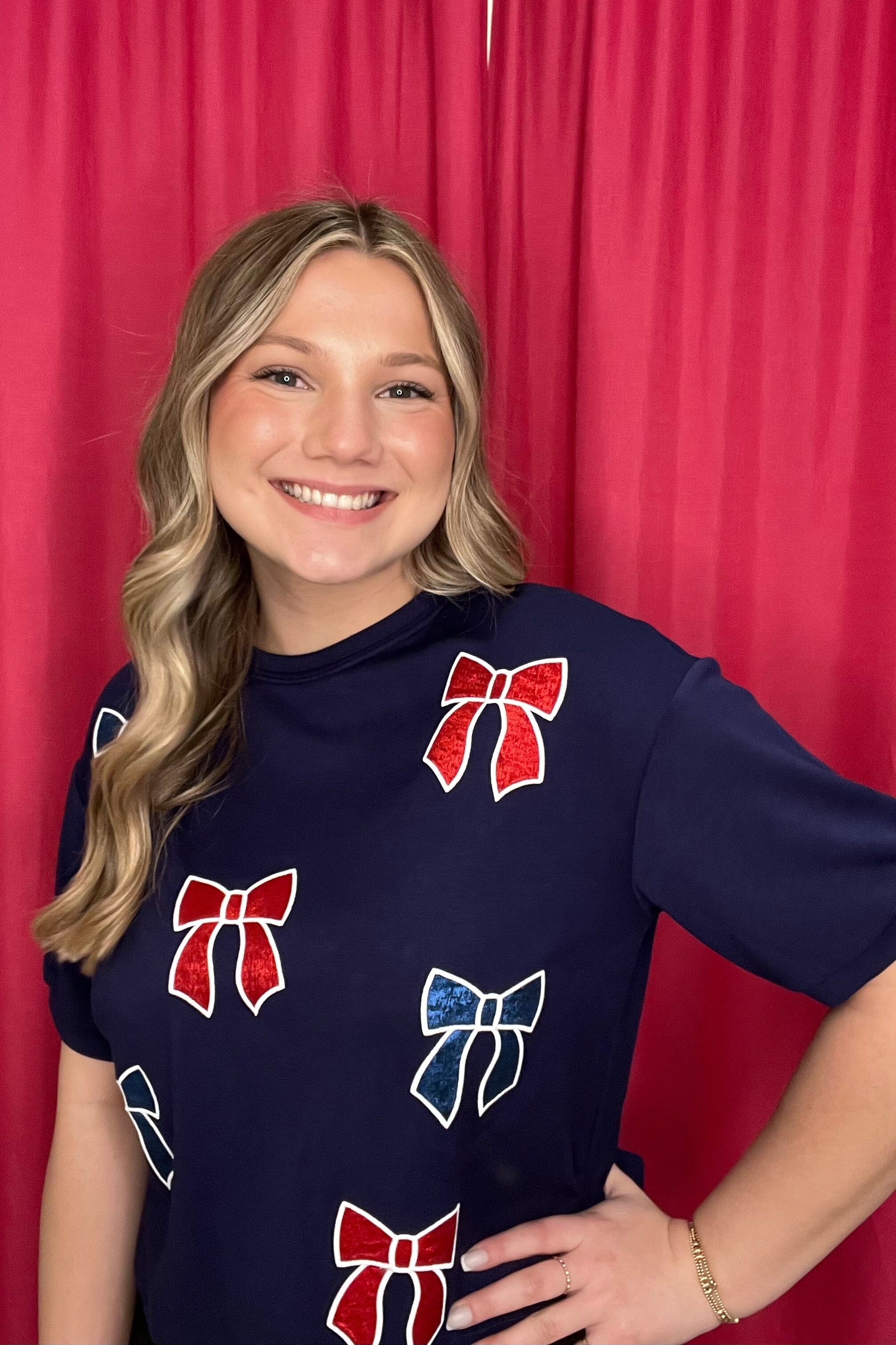 Red White & Bowtiful Short Sleeve Top JRTOP CASUAL TOP JESS LEA