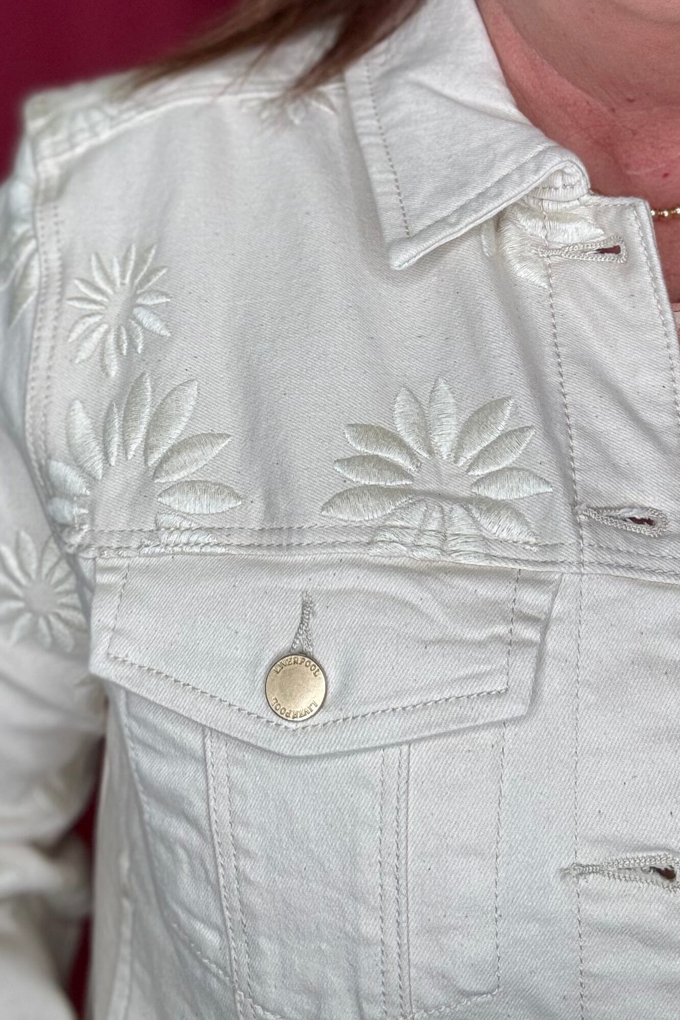 Embroidered Floral Jacket with Fray Hem & Wide Sleeve OUTFIT COMPLETER LIVERPOOL