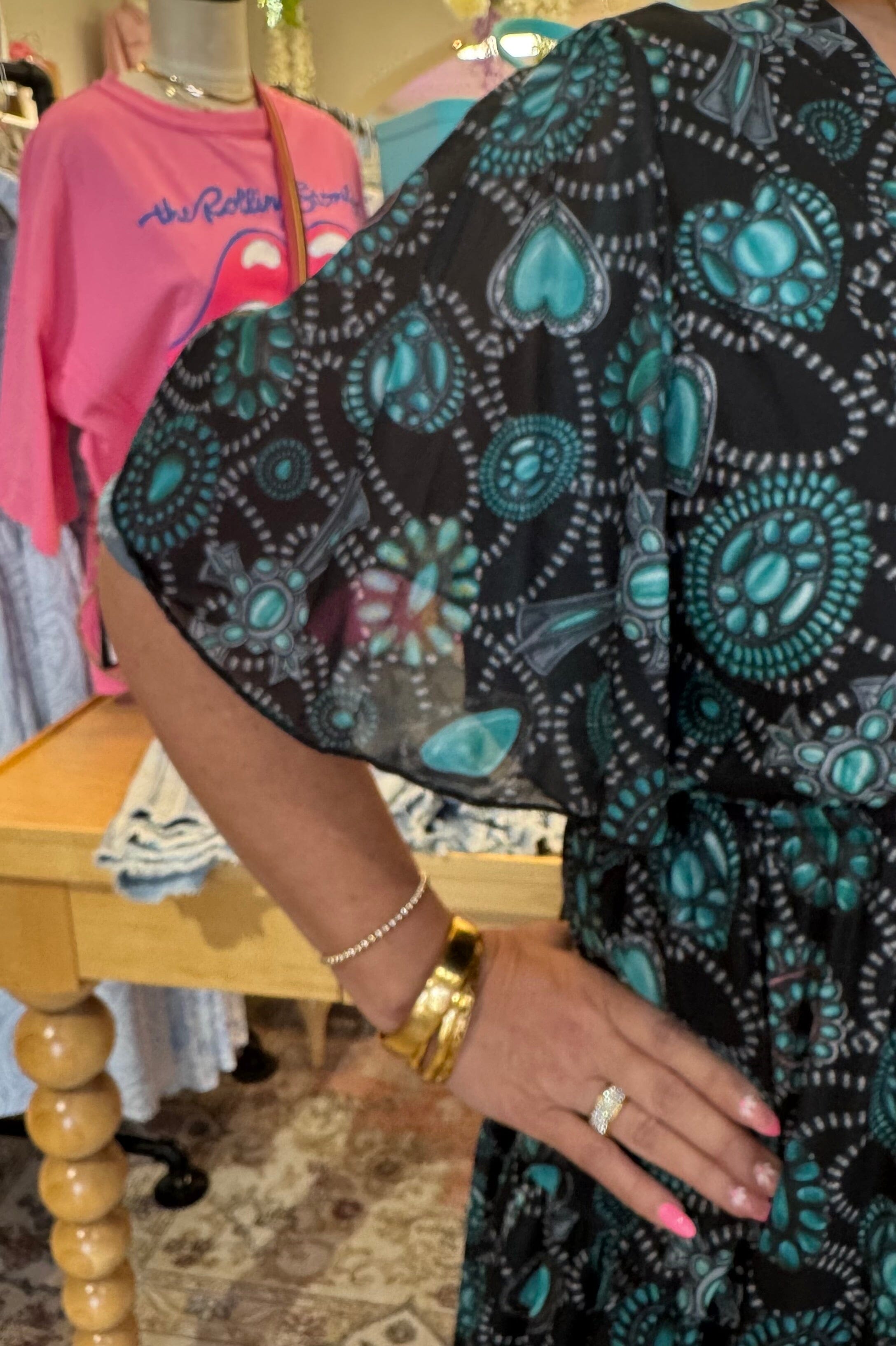 Short Flutter Sleeve Printed Dress DRESS STERLING KREEK