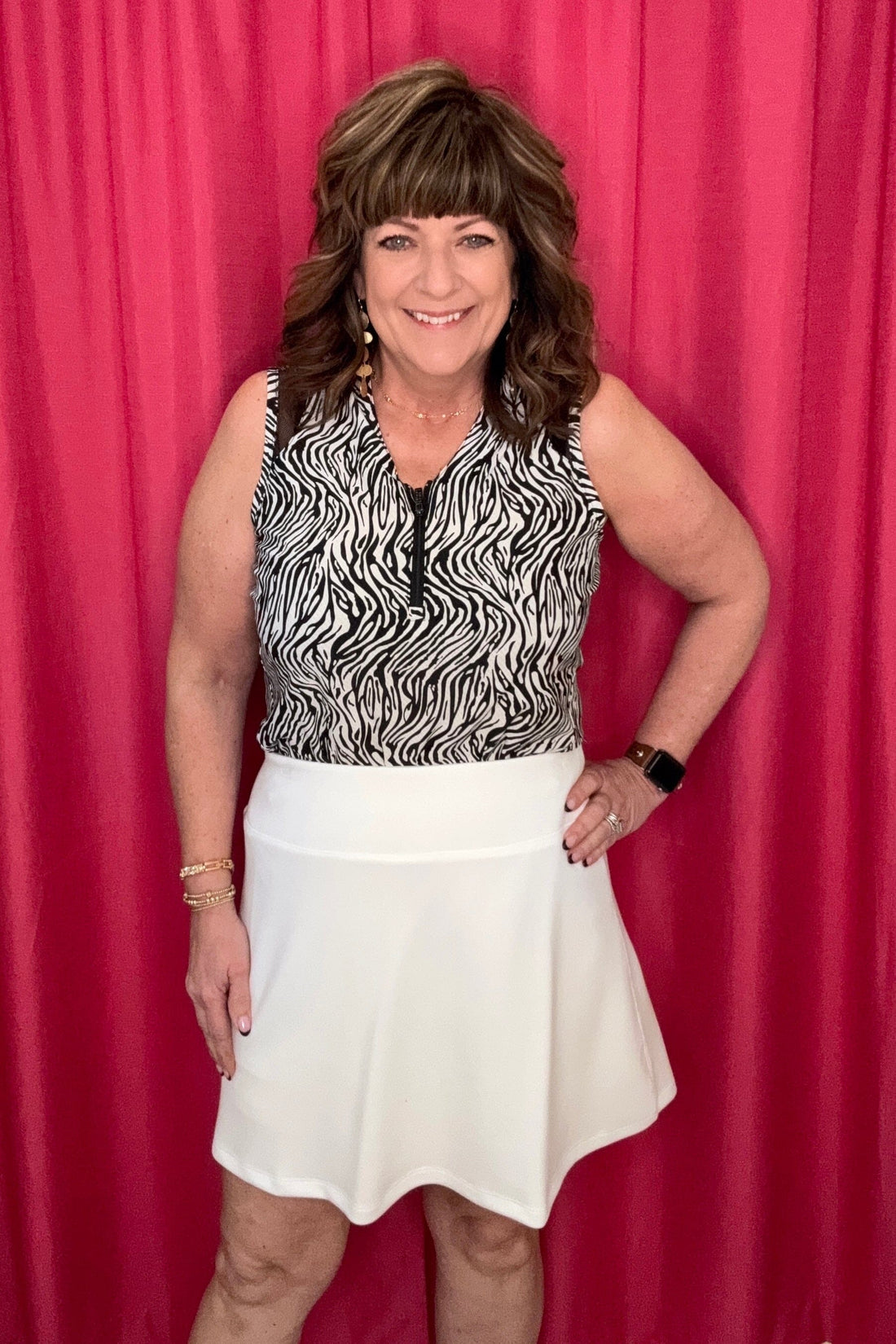 Techno Lux-Pull On Flare Skort UNDER TRIBAL WHITE XS