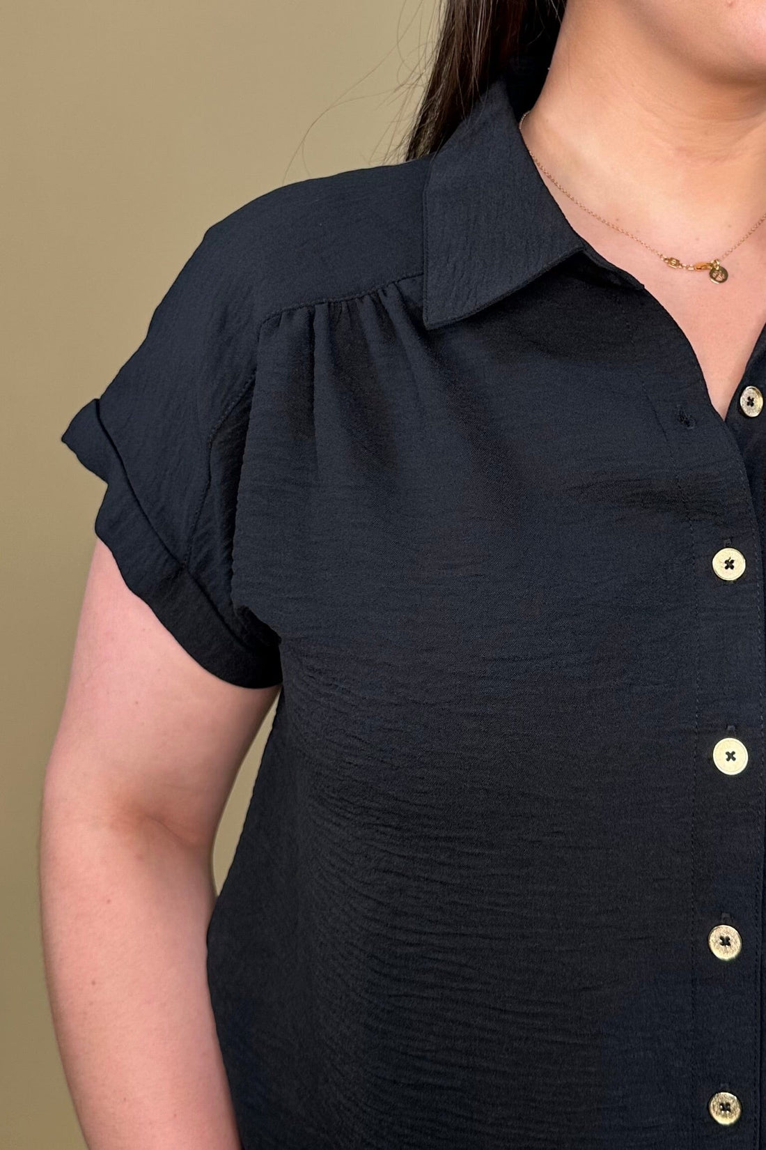 Short Sleeve Textured Button Down w/Collar MISSY TOP SPECIAL ZAC & RACHEL