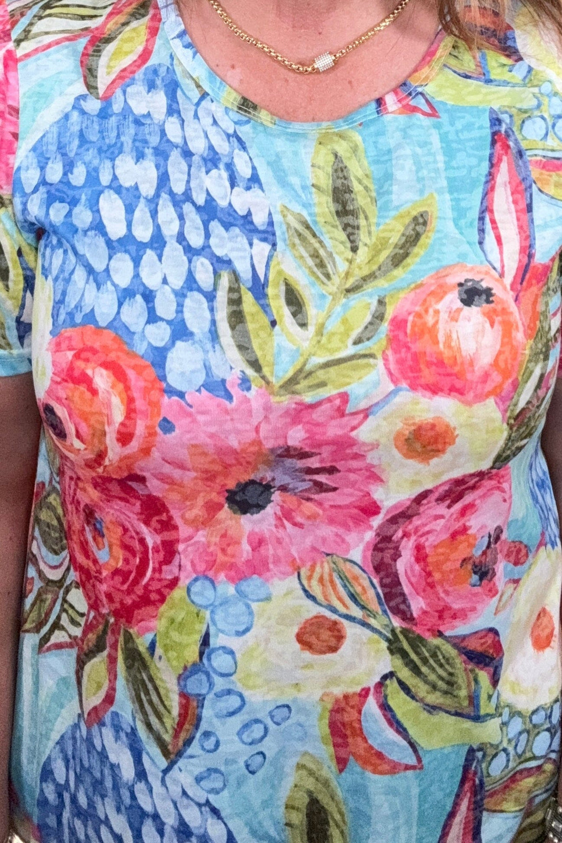 Short Sleeve Floral Printed Scoop Neck Top MISSY TOP SPECIAL CREATION