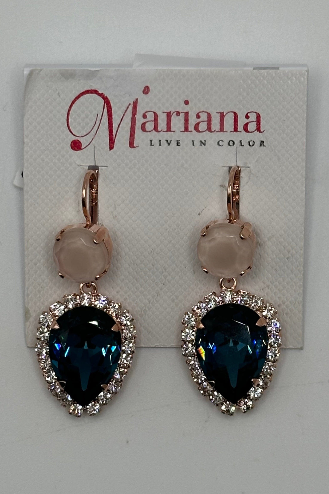 Extra Luxurious Pear Halo Earrings in "Ocean" - Rose Gold BETTERBRANDJEWELRY MICHALSMARIANA