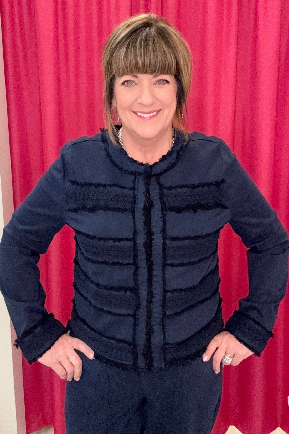 Collarless Jacket w/Fray & Lace OUTFIT COMPLETER LIVERPOOL