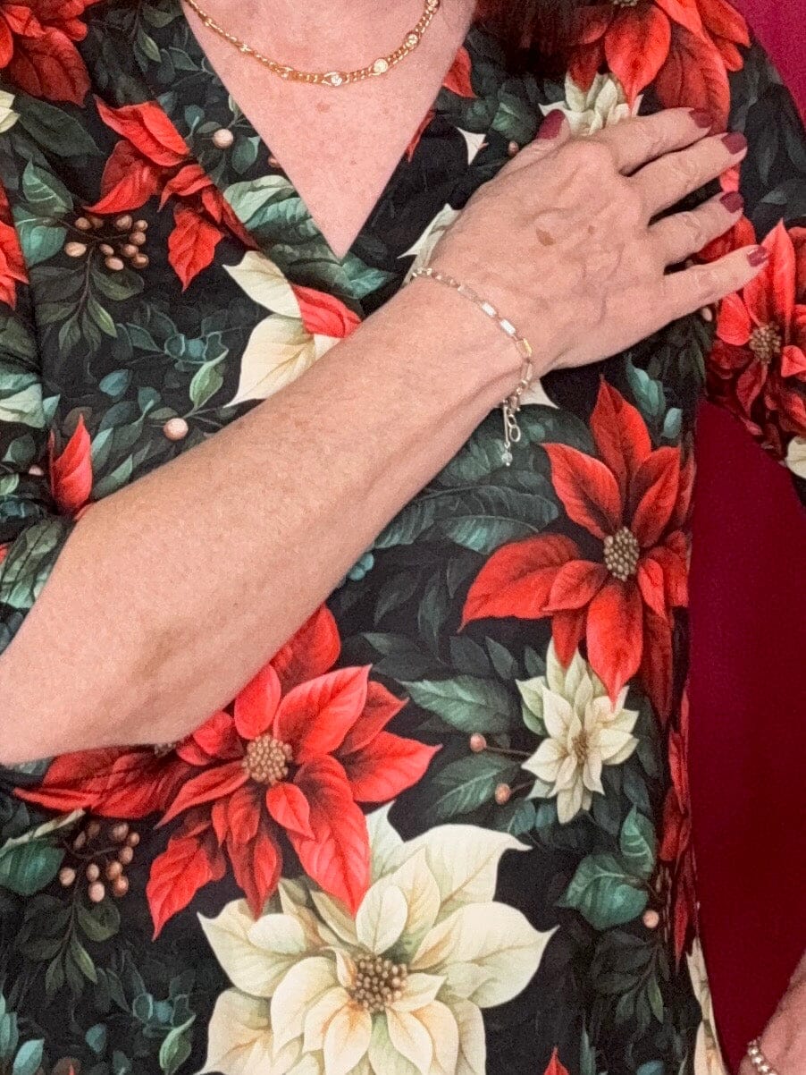 Printed Poinsettia Top w/Collar MISSY TOP SPECIAL STERLINGKREEK