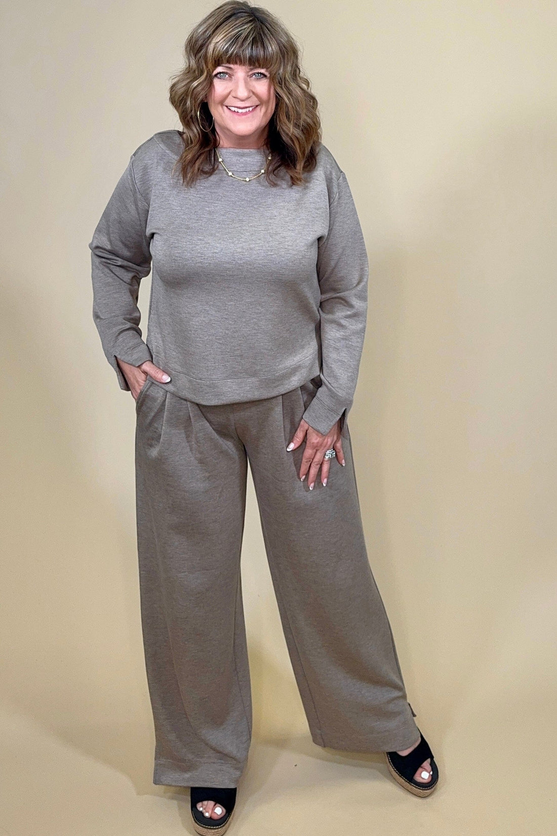 Pull On Pleated Wide Leg 30" Inseam BOTTOMS LIVERPOOL