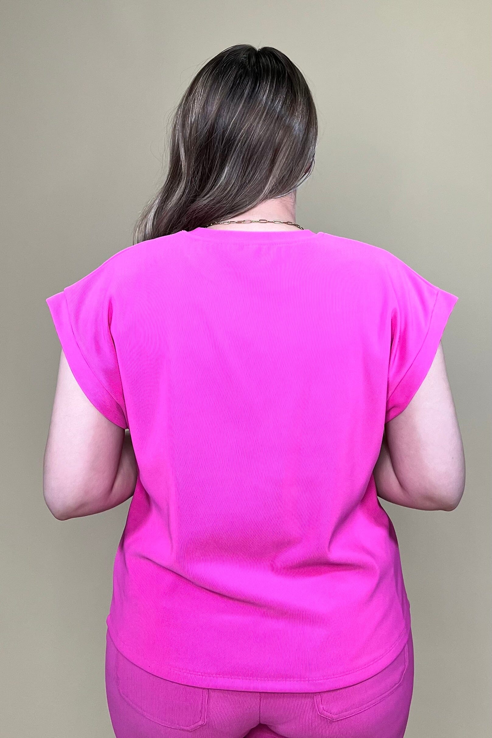Round Neck Short Sleeve Front Pocket Top JRTOP CASUAL TOP GLAM