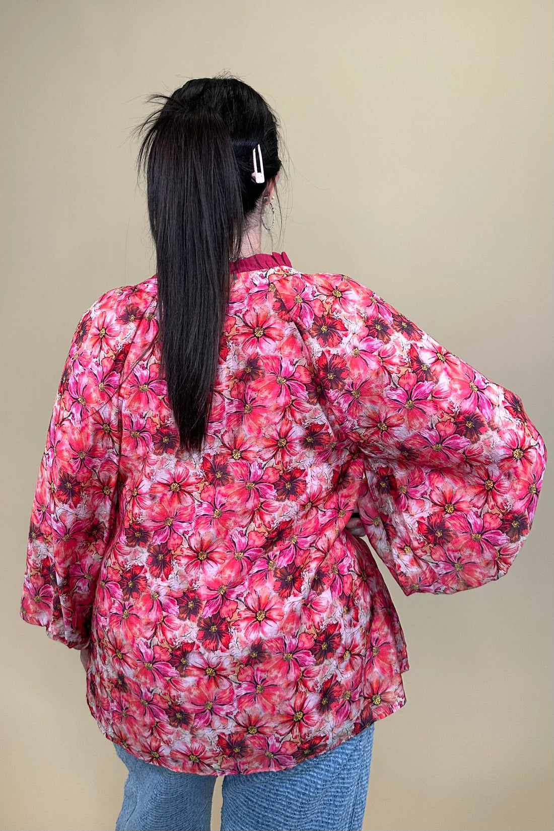 Long Balloon Sleeve Printed Top JR TOP DRESSY JODIFL
