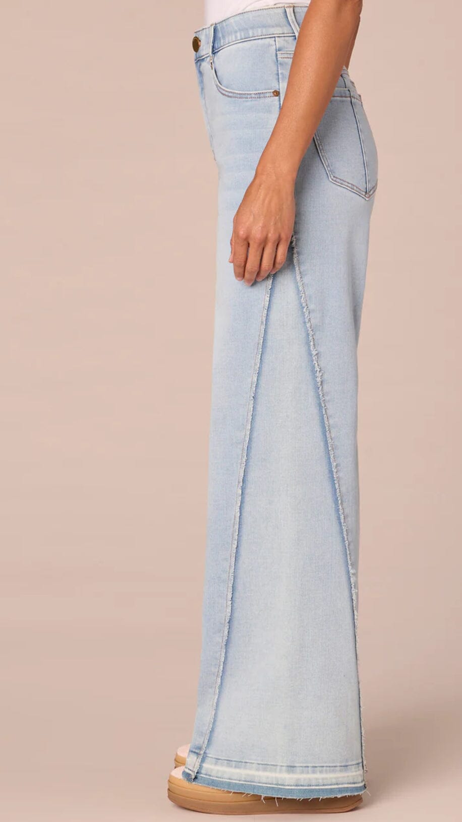 "Ab"solution Skyrise Diagonal Fray Panel Released Hem Wide Leg Jeans JEANS DEMOCRACY