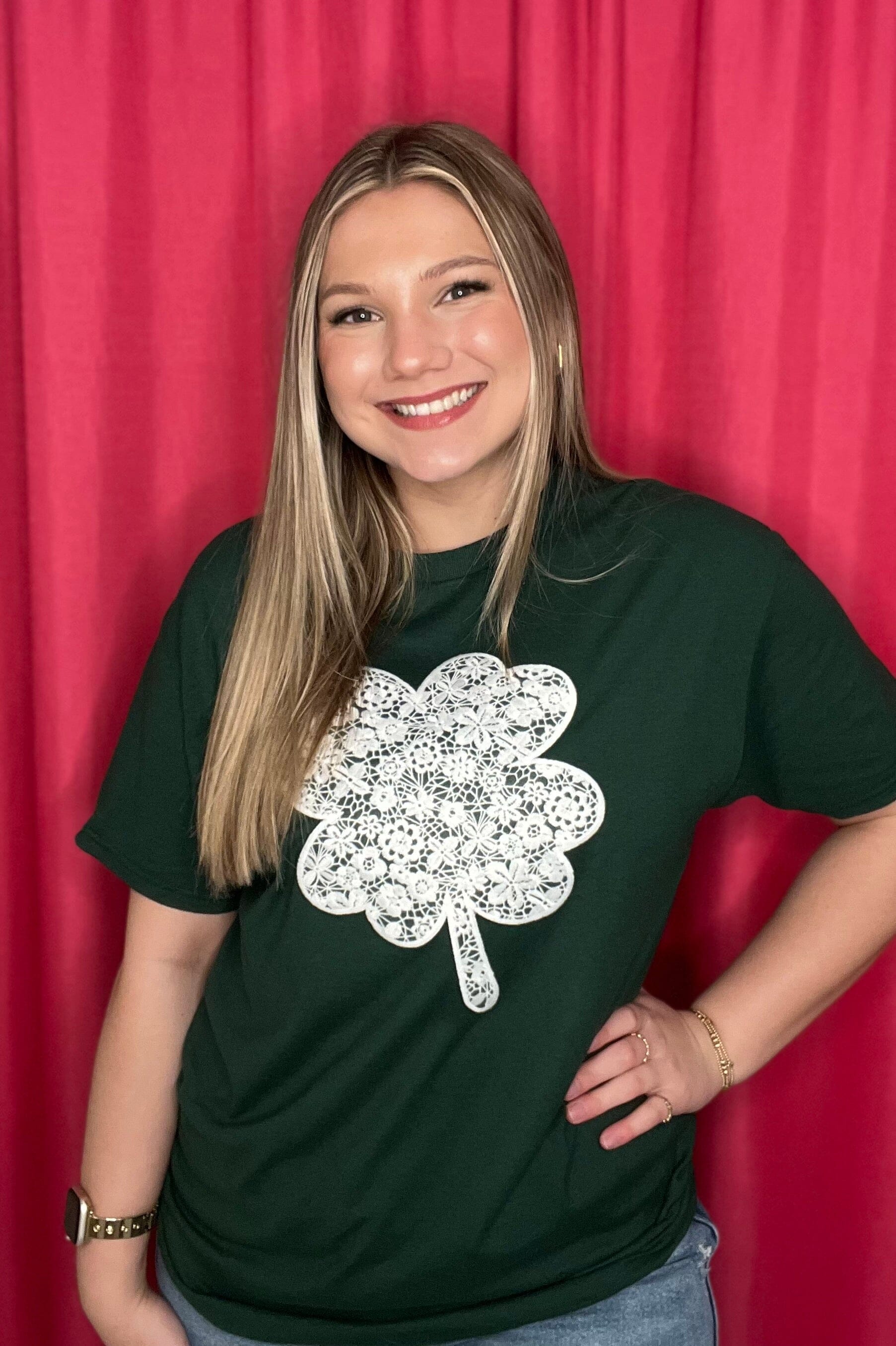 Lace Shamrock Sweatshirt MISSY BASIC KNIT SUGAR STITCH