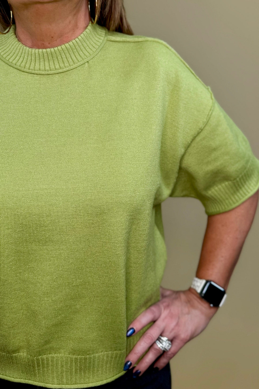 Crew Neck Elbow Length Sleeve Sweater JRTOP CASUAL TOP GLAM