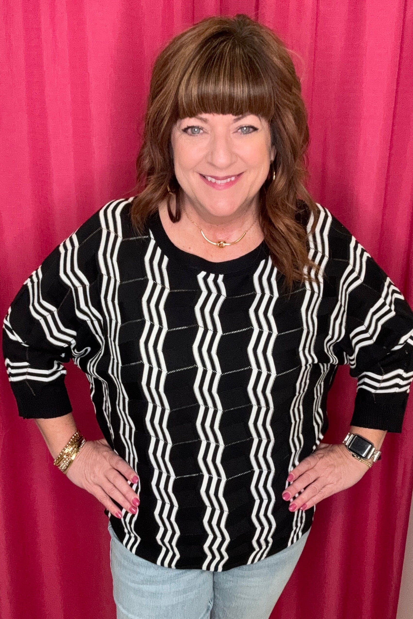 3/4 Sleeve Dolman Striped Sweater MISSY TOP SPECIAL SOUTHERN LADY