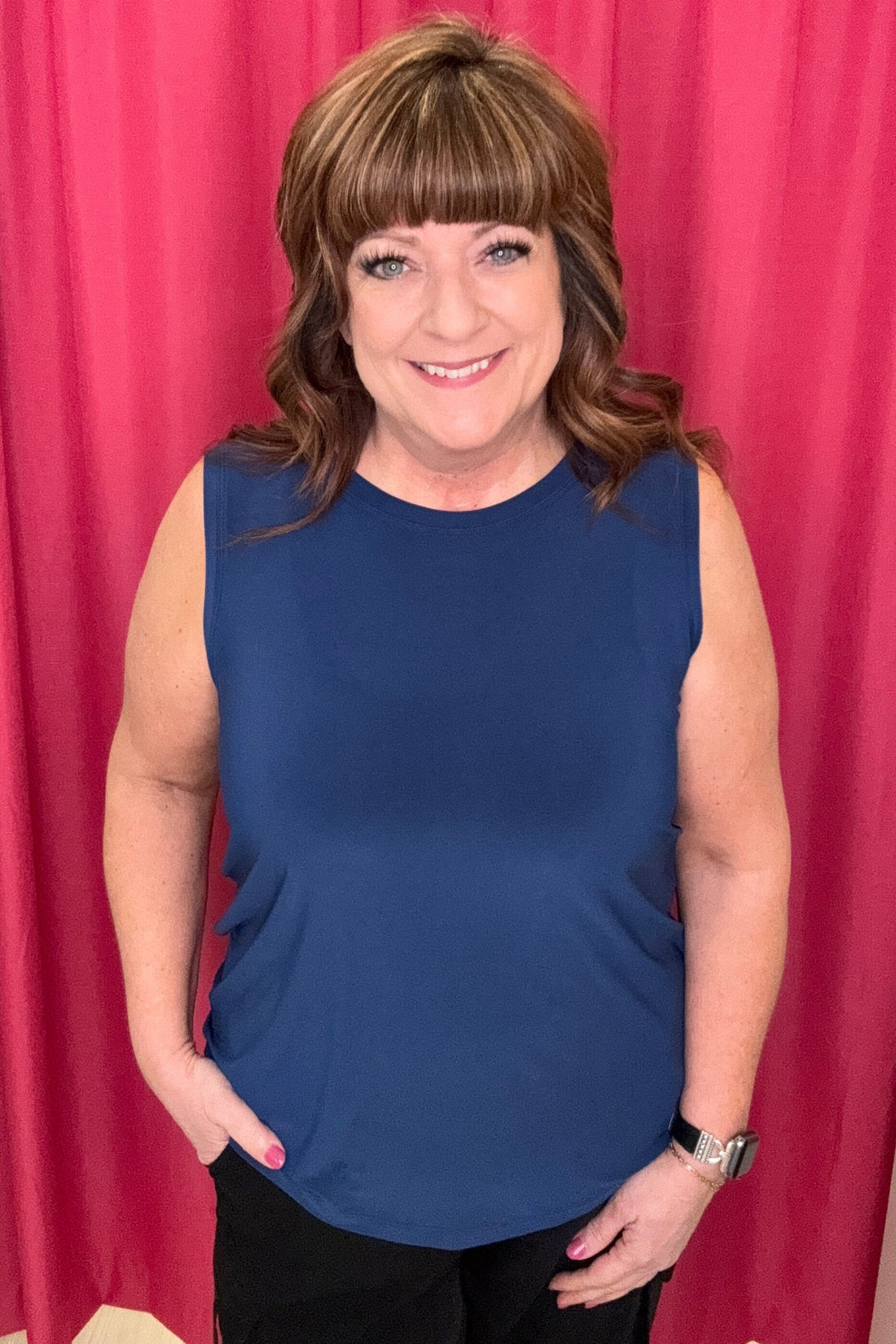 Scoop Neck Tank MISSY BASIC KNIT SOUTHERN LADY NVY S