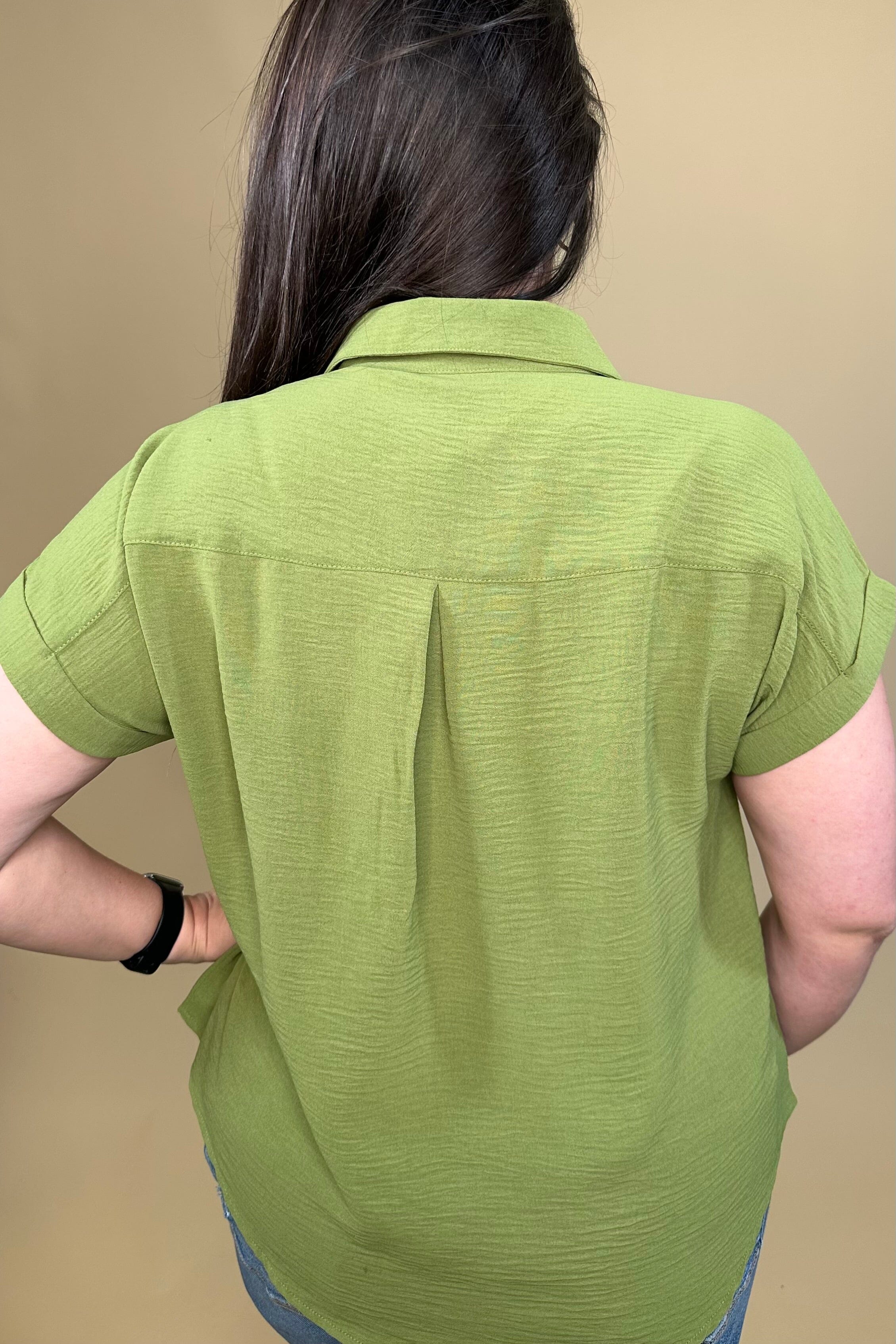 Short Sleeve Textured Button Down w/Collar MISSY TOP SPECIAL ZAC & RACHEL