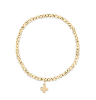 Classic Gold 3mm Bead Bracelet - Signature Cross Gold Charm JEWELRY ENEWTON
