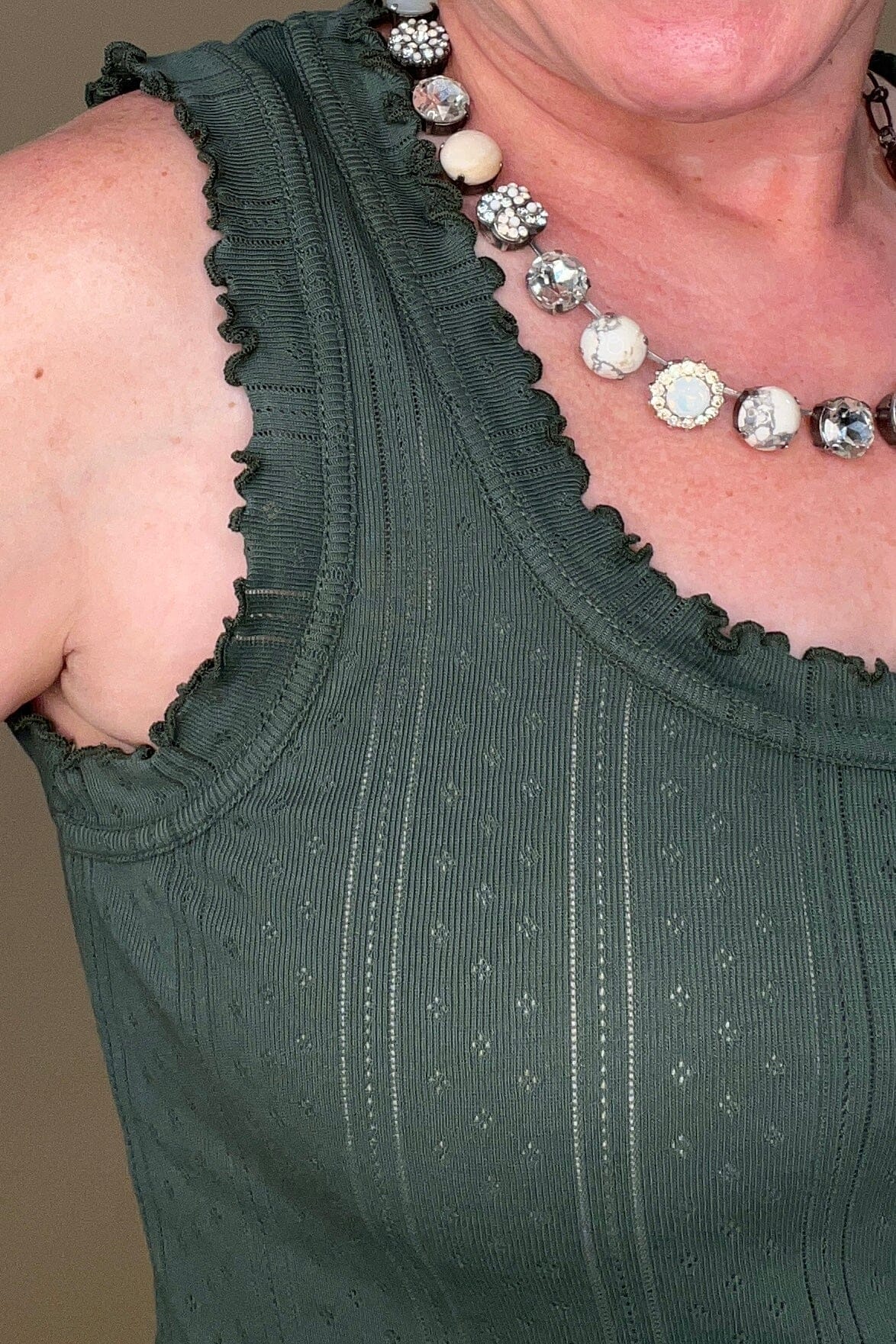 Pointelle Rib Ella Tank - Olive MISSY BASIC KNIT NIC+ZOE