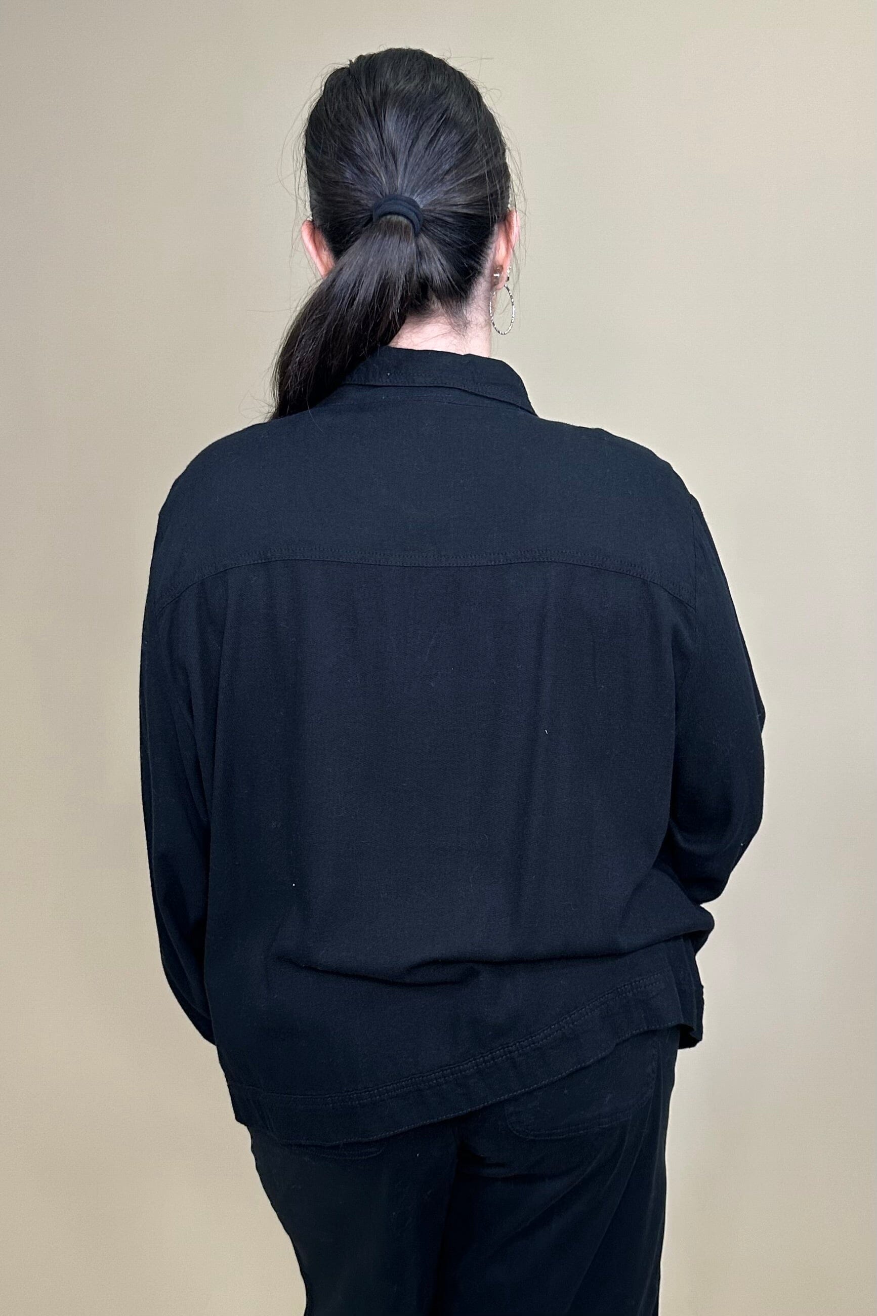 Long Sleeve Linen Jacket with Wood Buttons OUTFIT COMPLETER KEREN HART