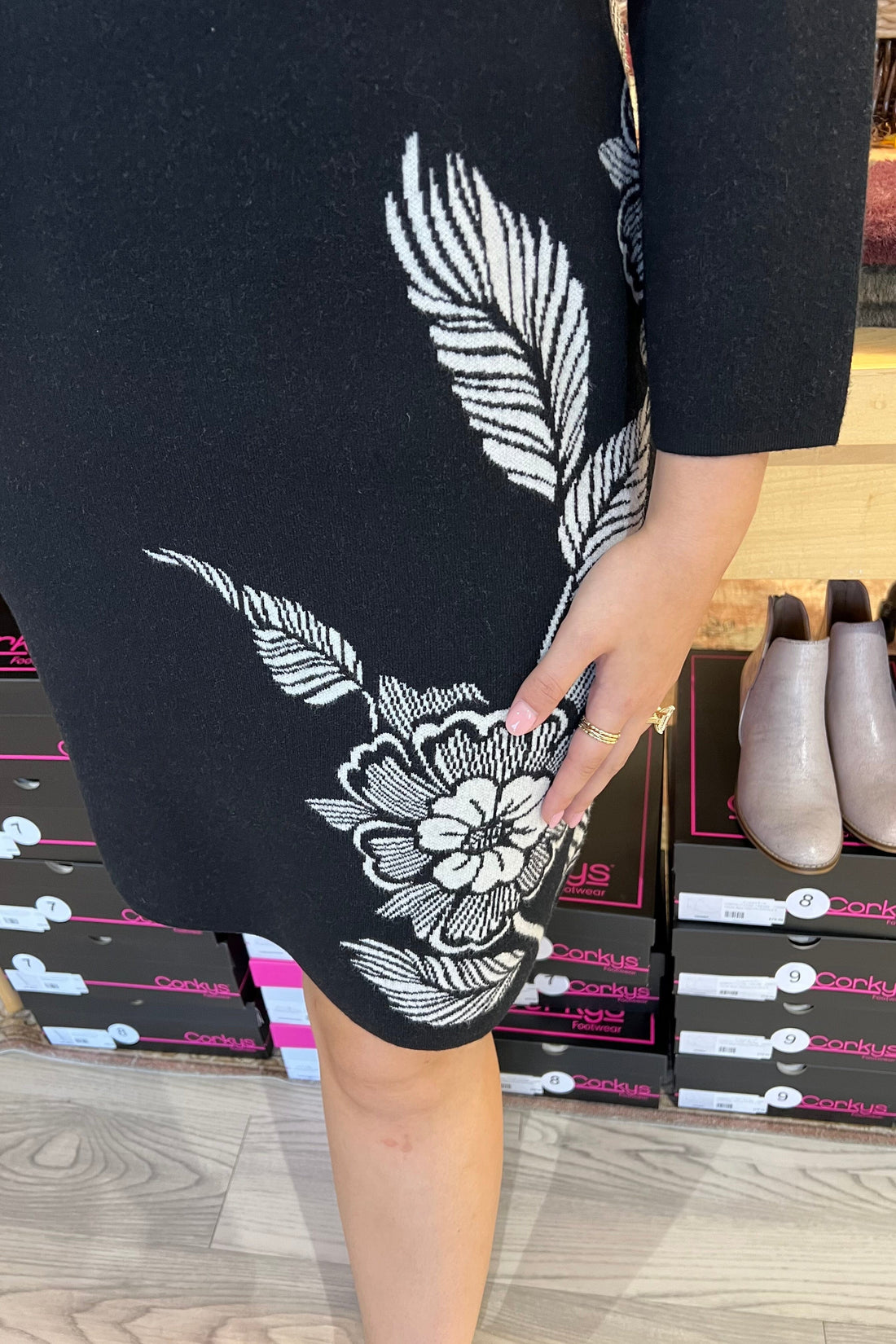 Elbow Sleeve Boat Neck Sweater DRESS TRIBAL