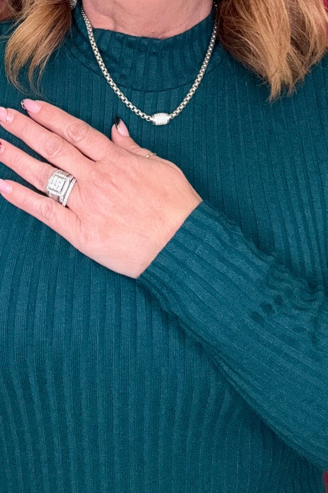 Long Sleeve Mock Neck Rib Knit Top MISSY BASIC KNIT LIVERPOOL