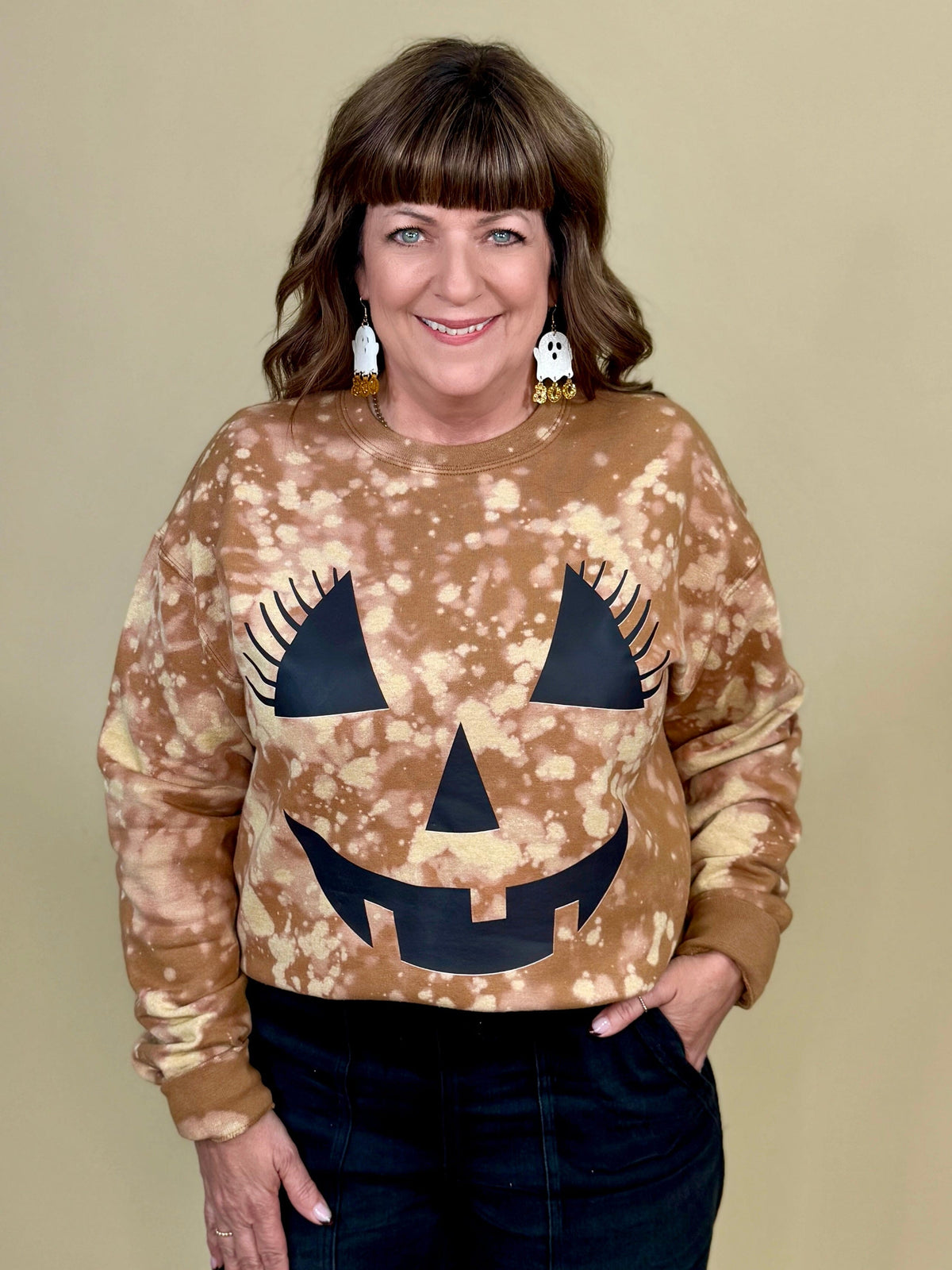Big Pumpkin Face Sweatshirt MISSY BASIC KNIT:~~Unassigned~~ ENVEE MEE