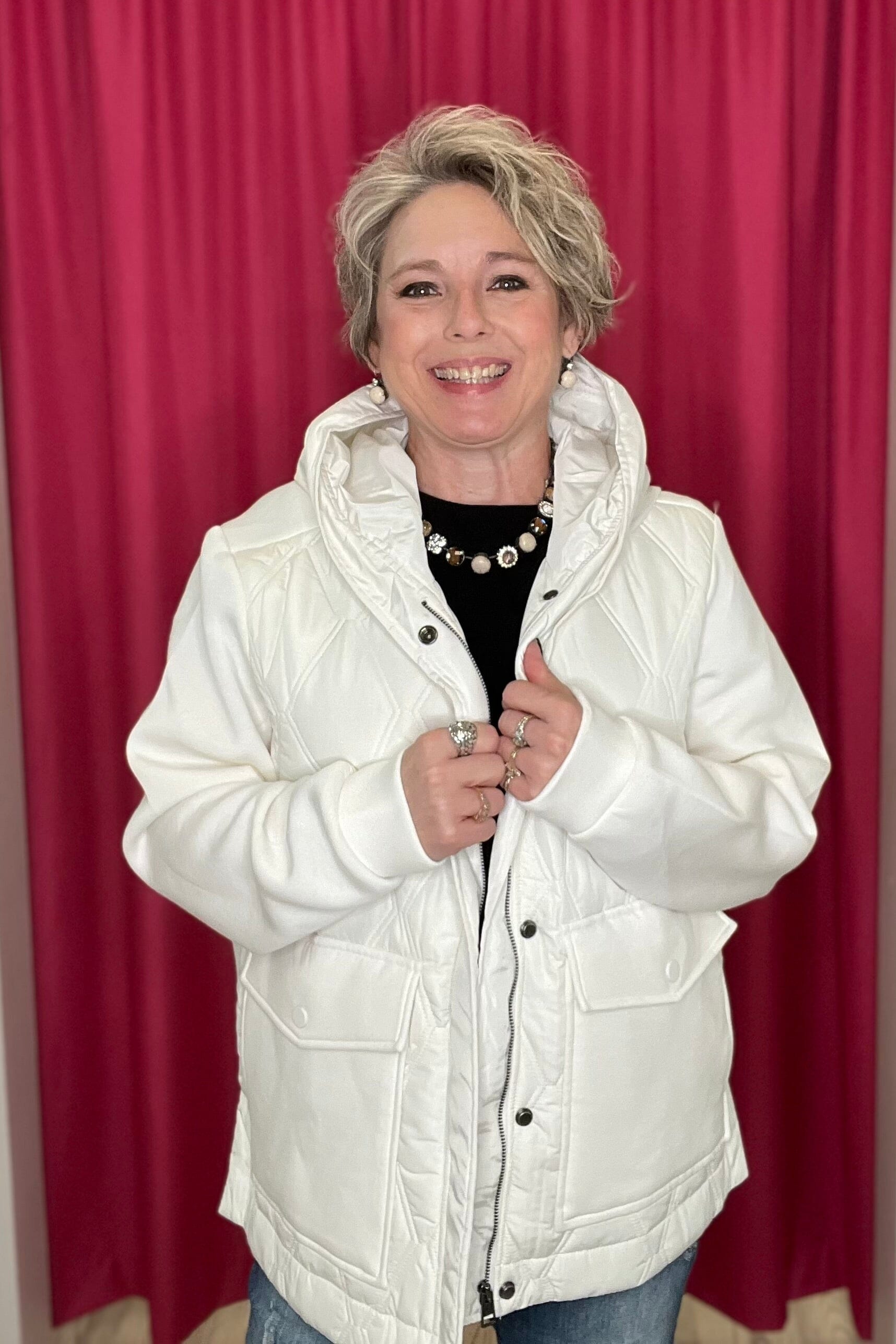 Quilted Front Knit Jacket w/Hood JACKET TRIBAL