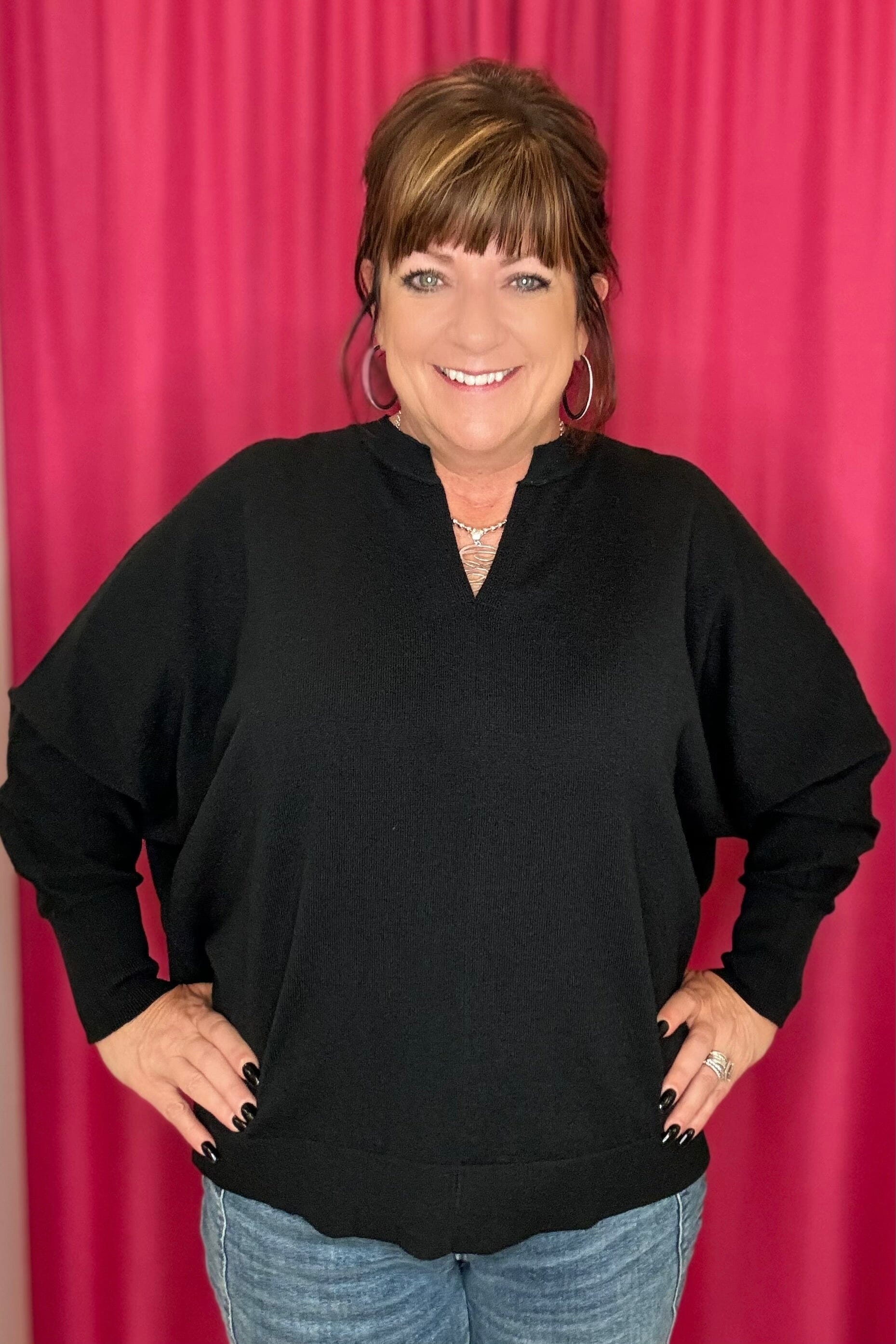 Rila Lightweight Long Sleeve V-Neck Sweater SWEATER CoCo + Carmen BLK XS